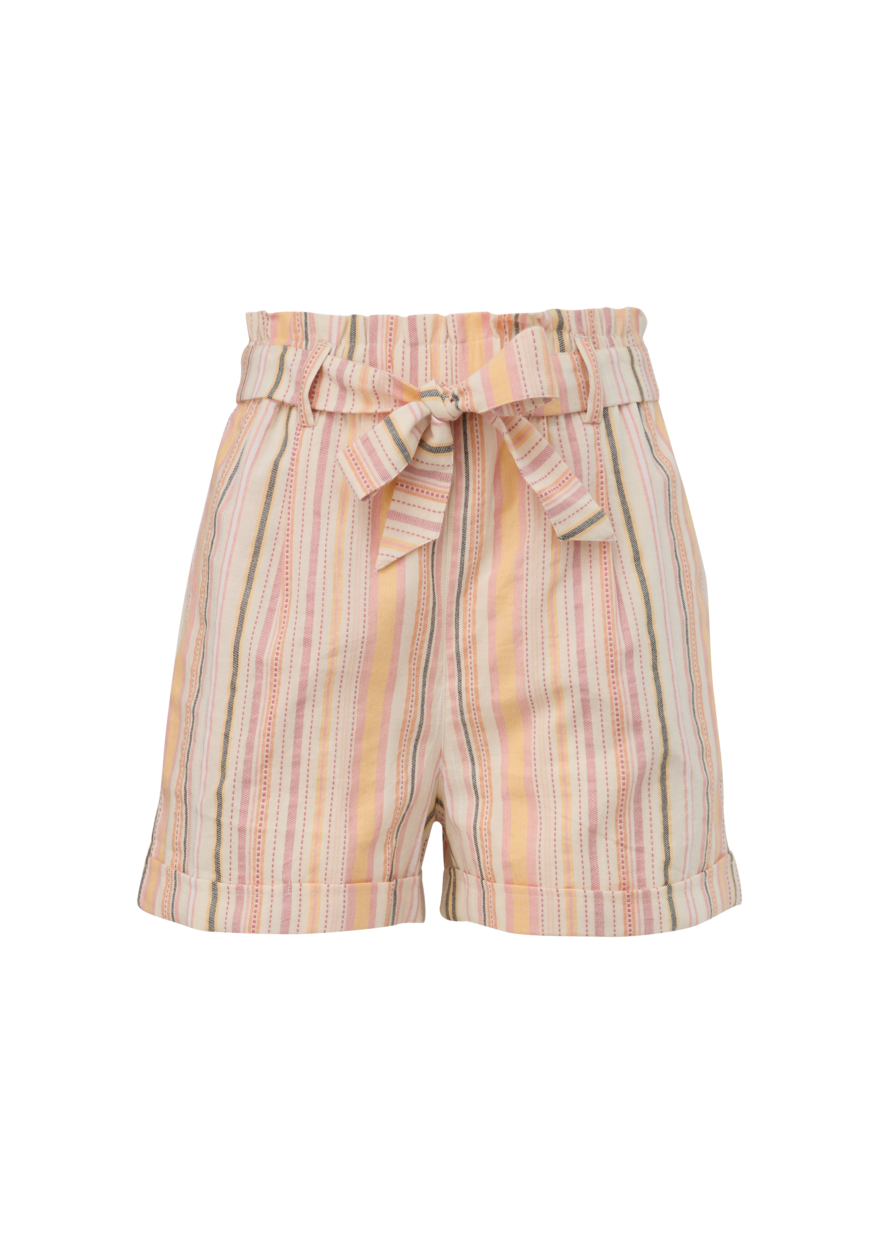 QS - Regular: Shorts aus Twill, Damen, beige|mehrfarbig