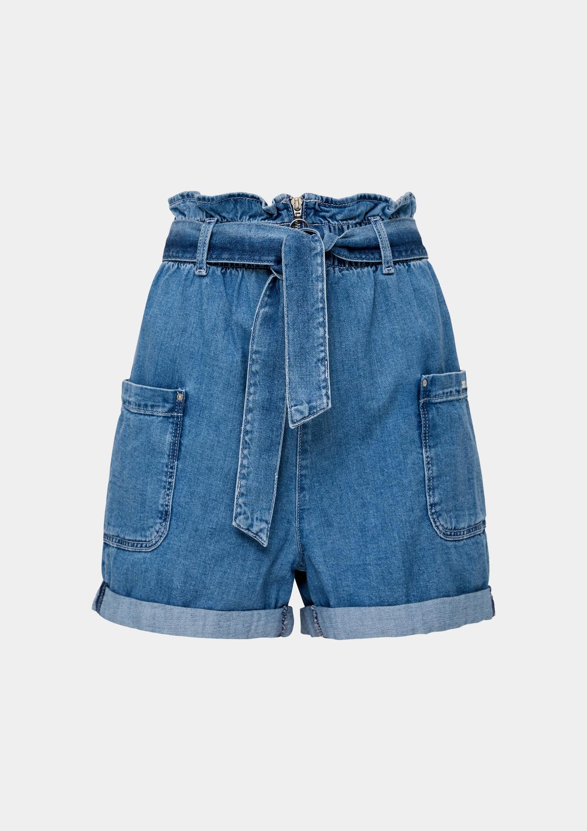 s.Oliver Denim shorts with a paperbag waistband