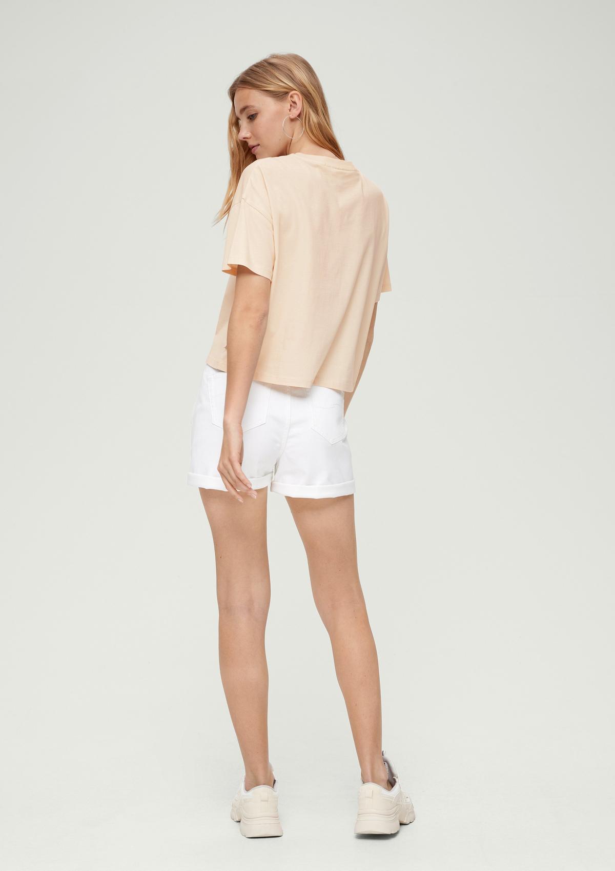 Cotton T-shirt with a front print - light beige