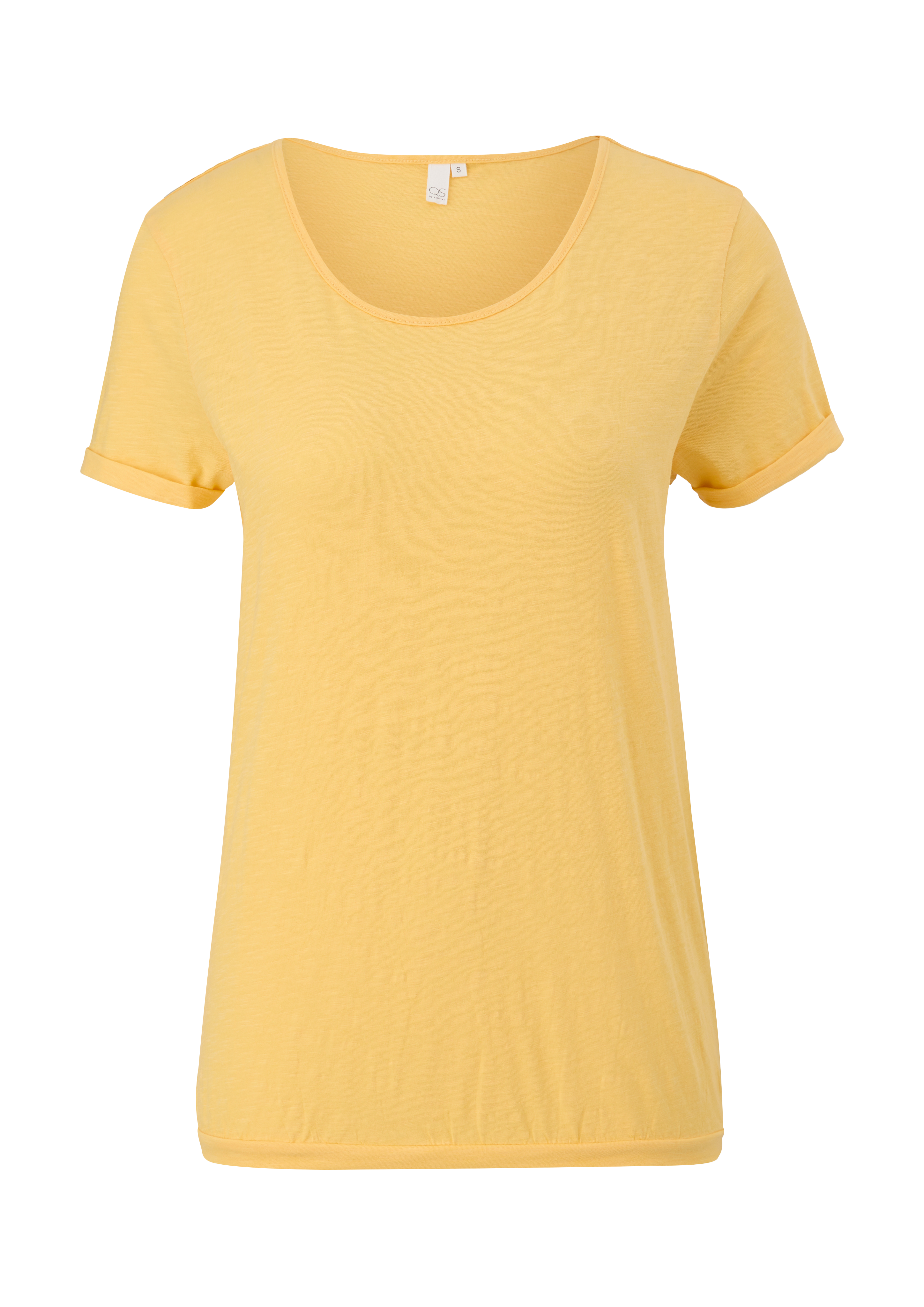 QS - Baumwollshirt in O-Shape, Damen, gelb