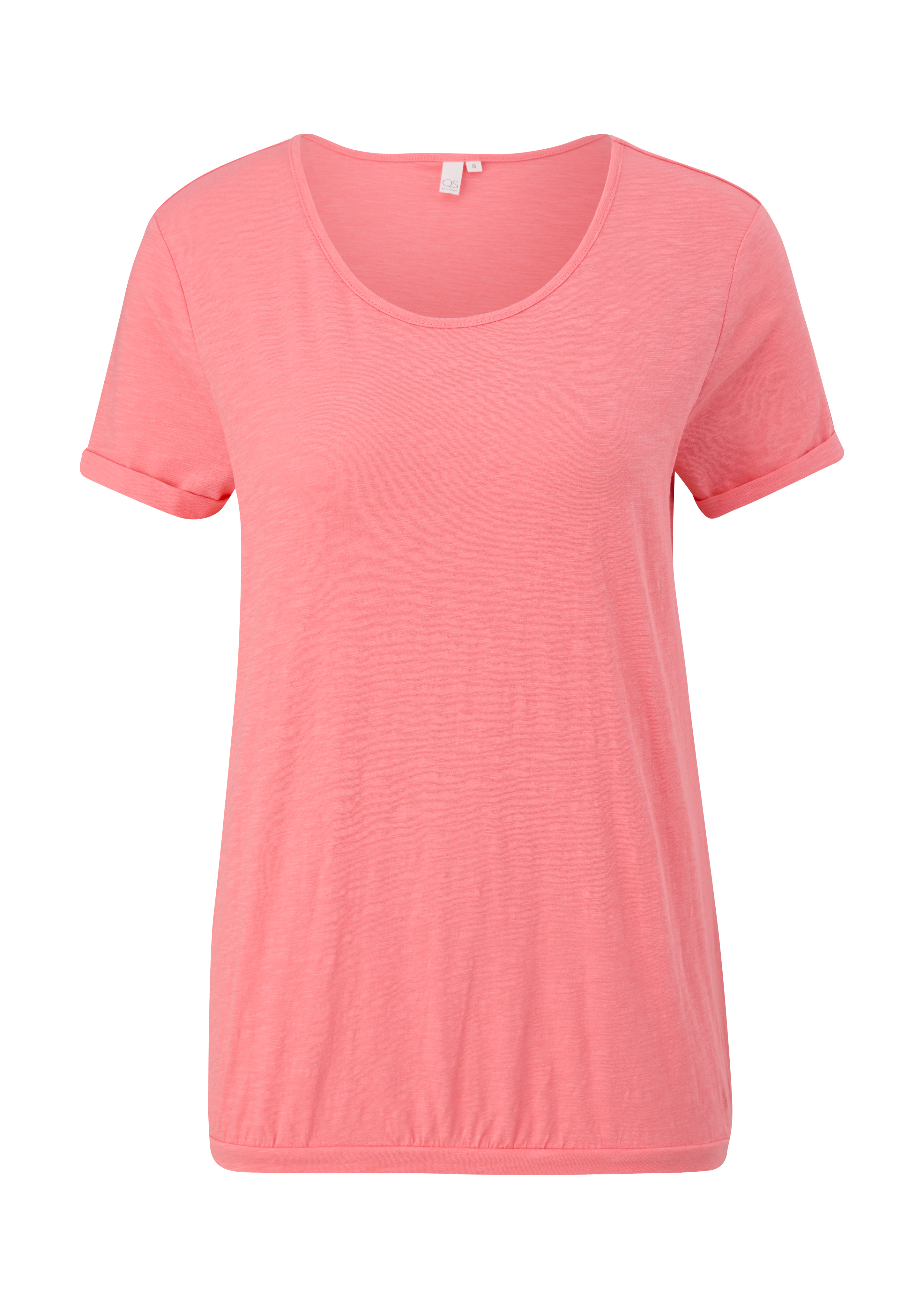 QS - Baumwollshirt in O-Shape, Damen, Rosa