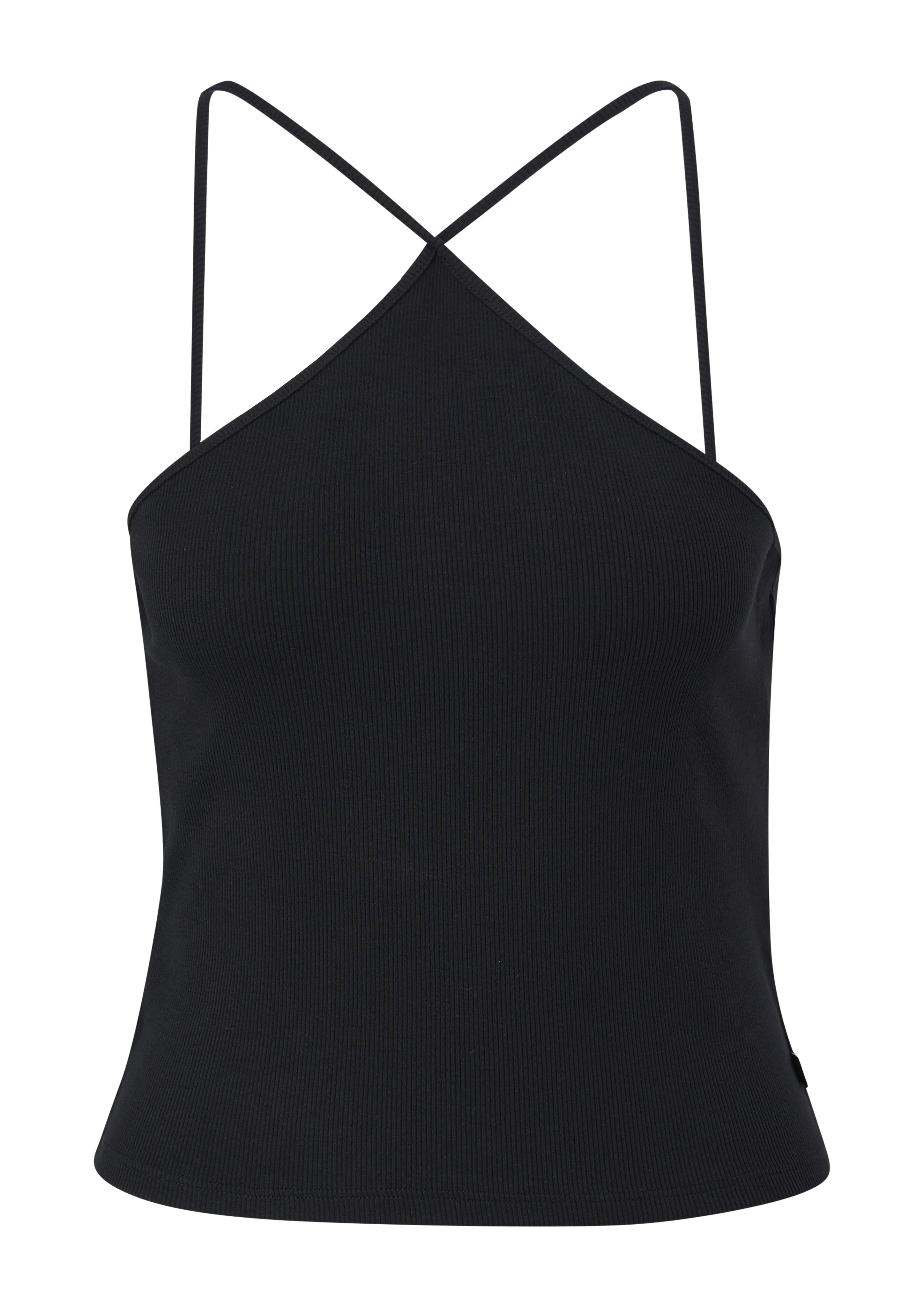 QS - Top aus Baumwollstretch, Damen, schwarz