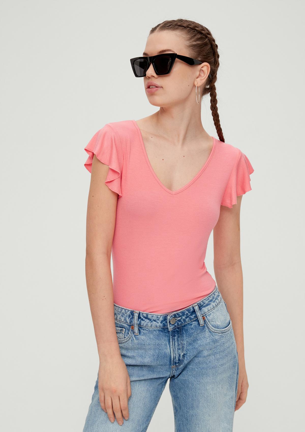 s.Oliver Ribbed top in blended cotton