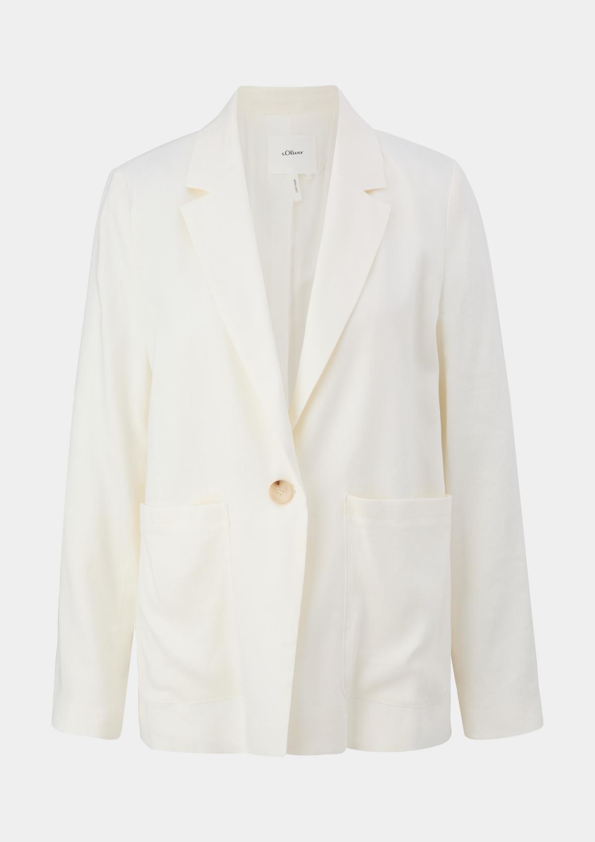 Long linen blend blazer - ecru | s.Oliver