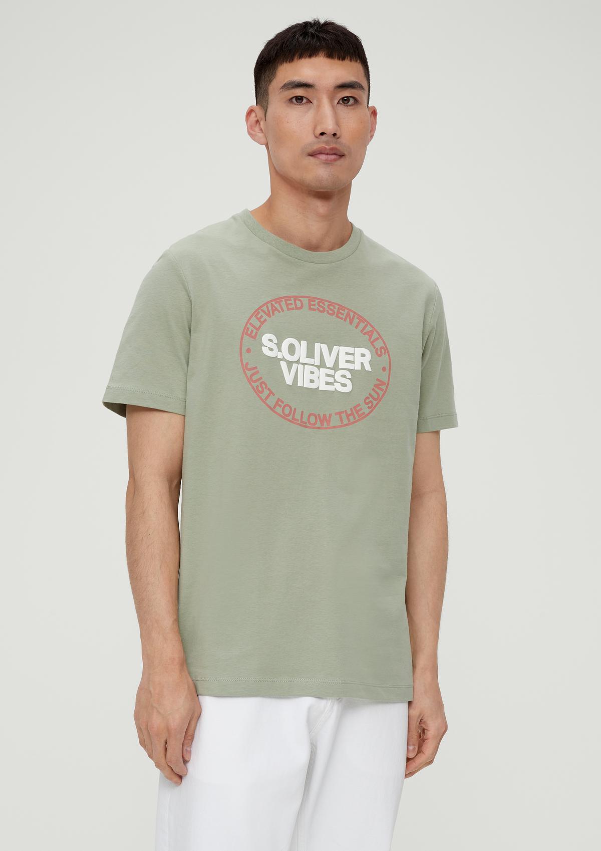 Cotton T-shirt with a papaya print front 
