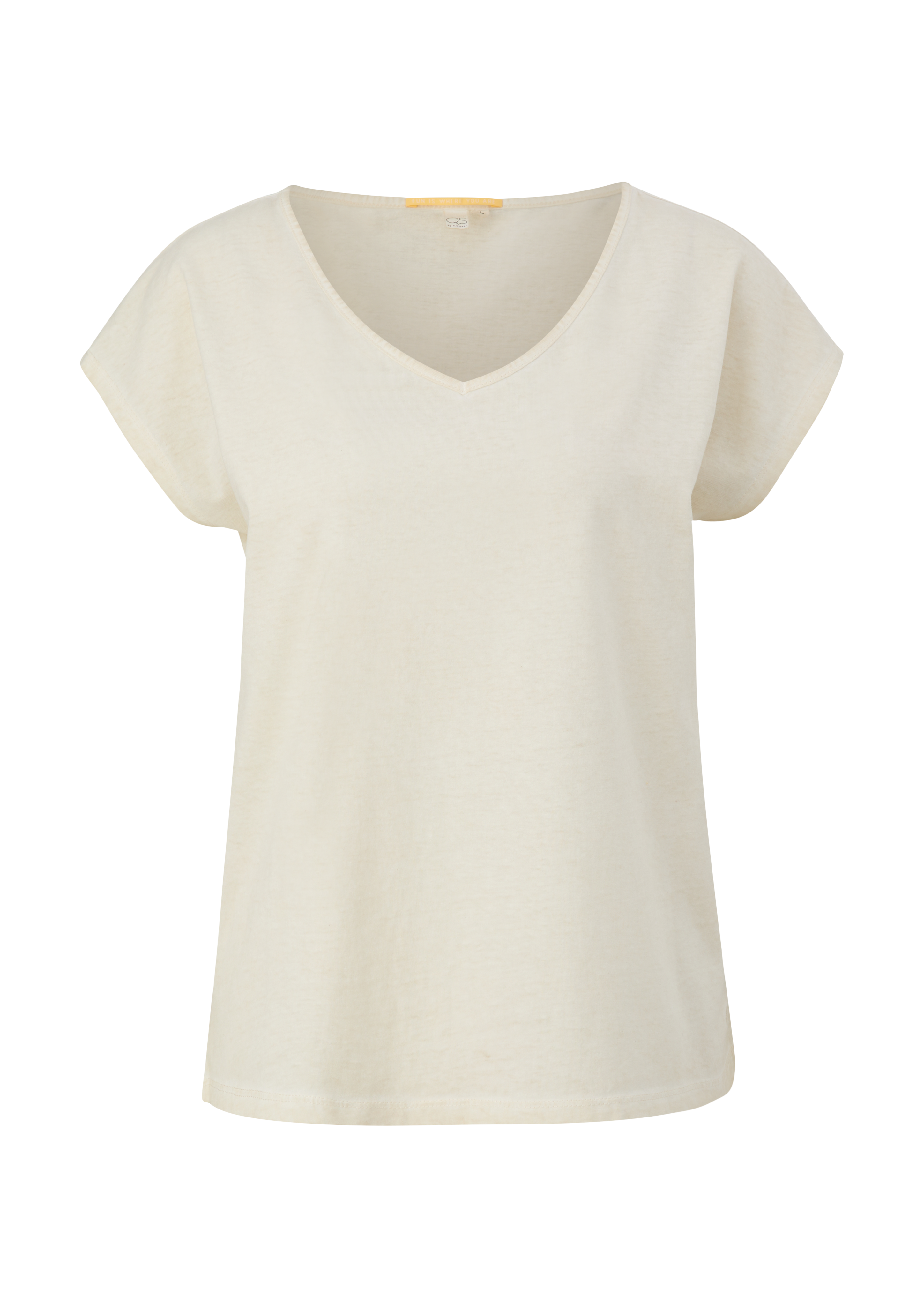 QS - T-Shirt mit Garment Dye, Damen, Beige