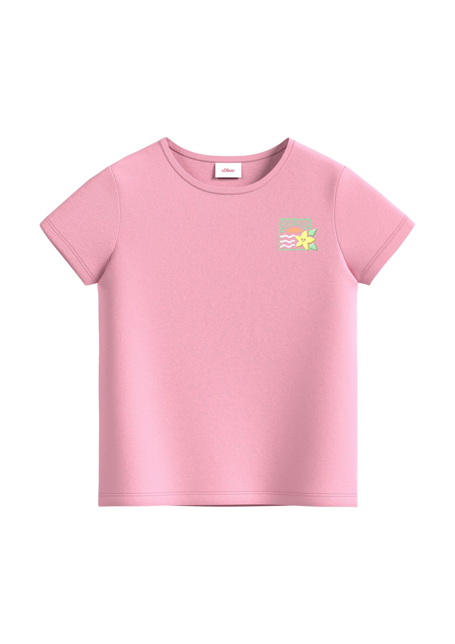 s.Oliver - Baumwollshirt mit Glitzerprint, Kinder, Rosa