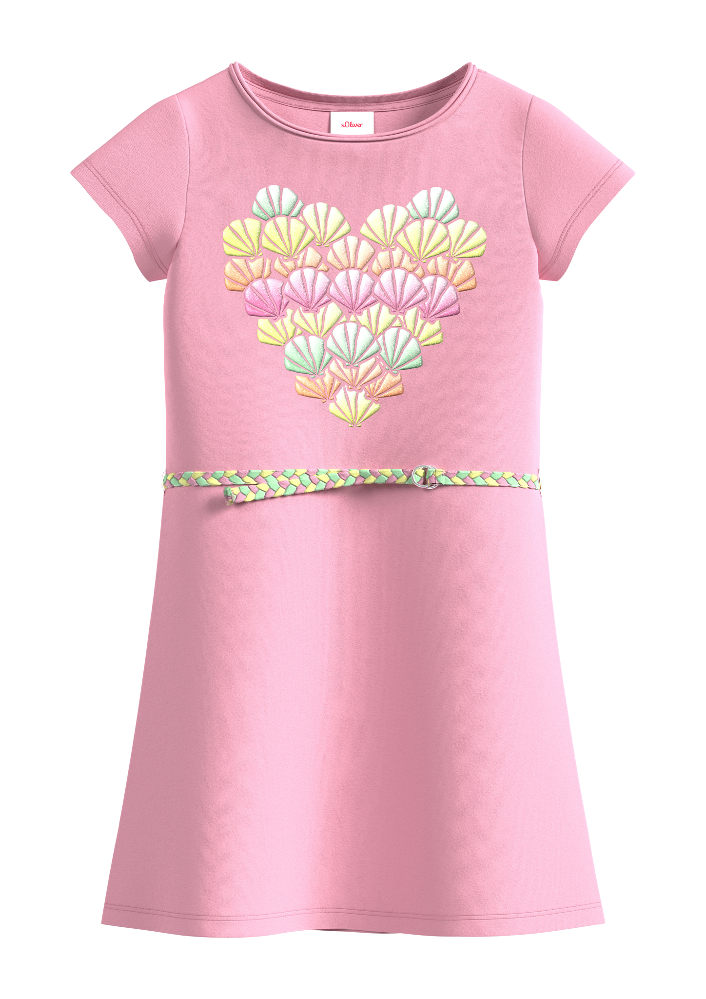 s.Oliver - Kurzes Kleid mit Glitzer-Artwork, Kinder, Rosa