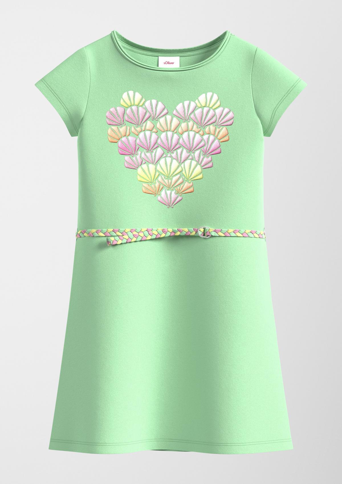 Kurzes Kleid mit Glitzer-Artwork - rosa