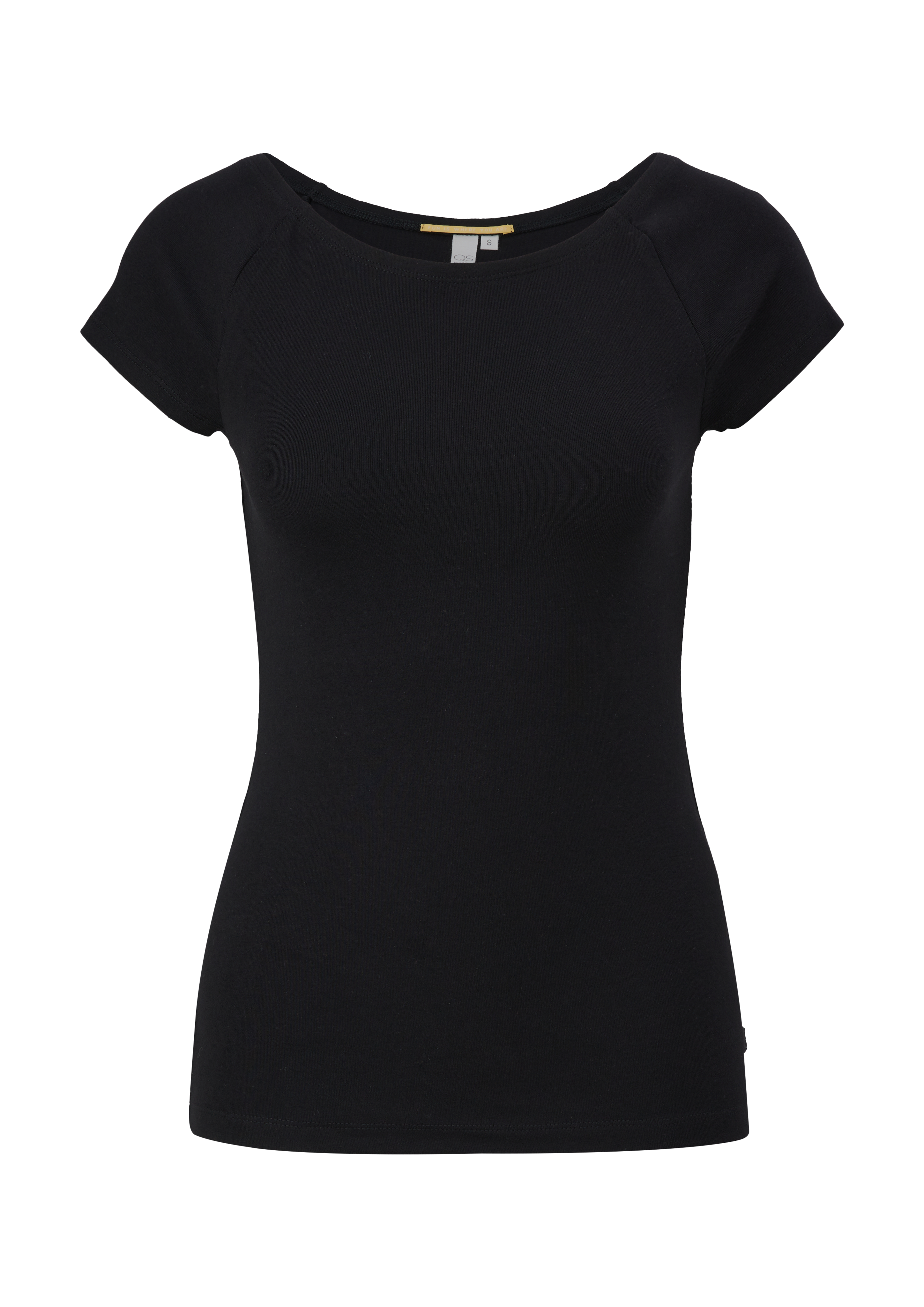 QS - Shirt aus Baumwollstretch, Damen, schwarz