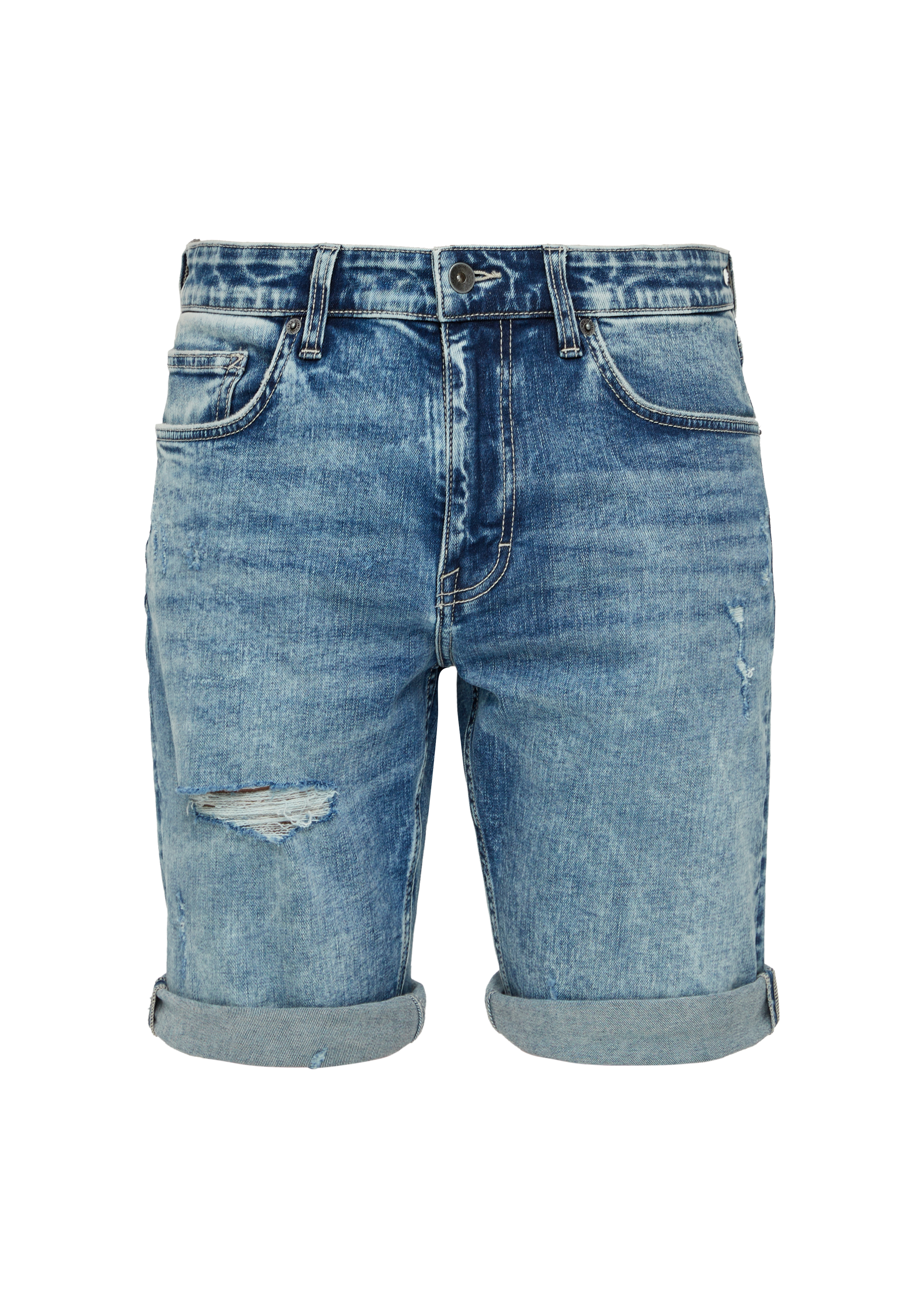 QS - Jeans-Bermuda John / Regular Fit / Mid Rise / Straight Leg, Herren, blau