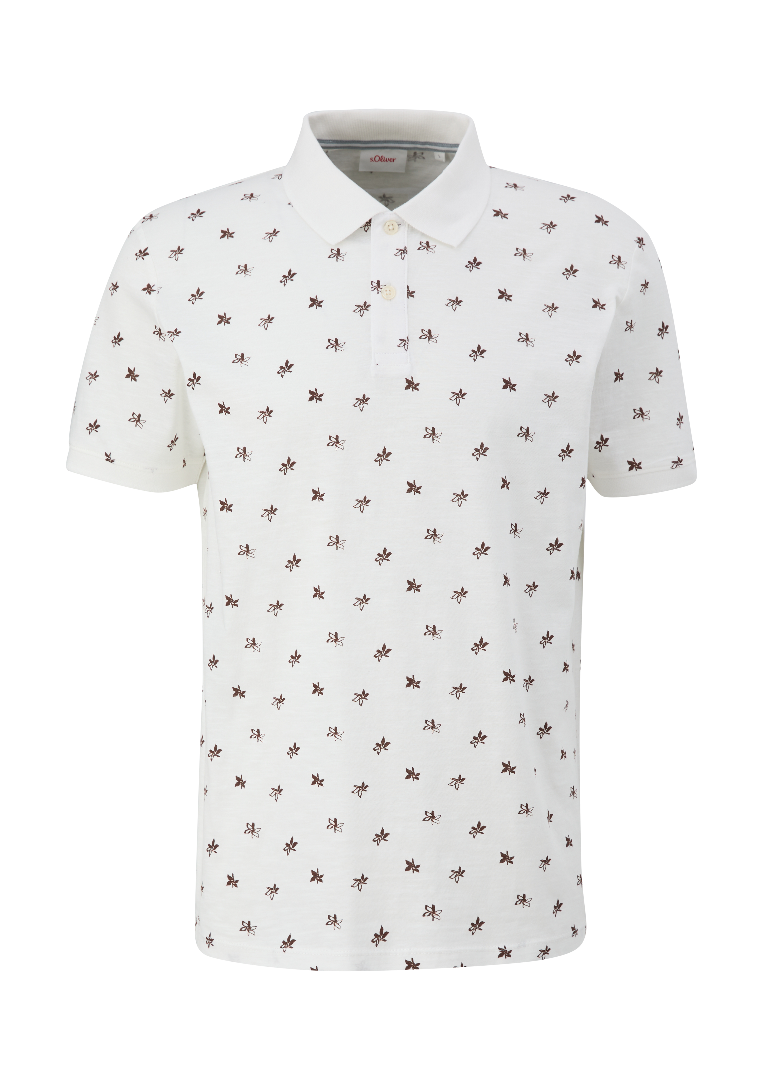 s.Oliver - Poloshirt mit Allover-Print, Herren, weiß