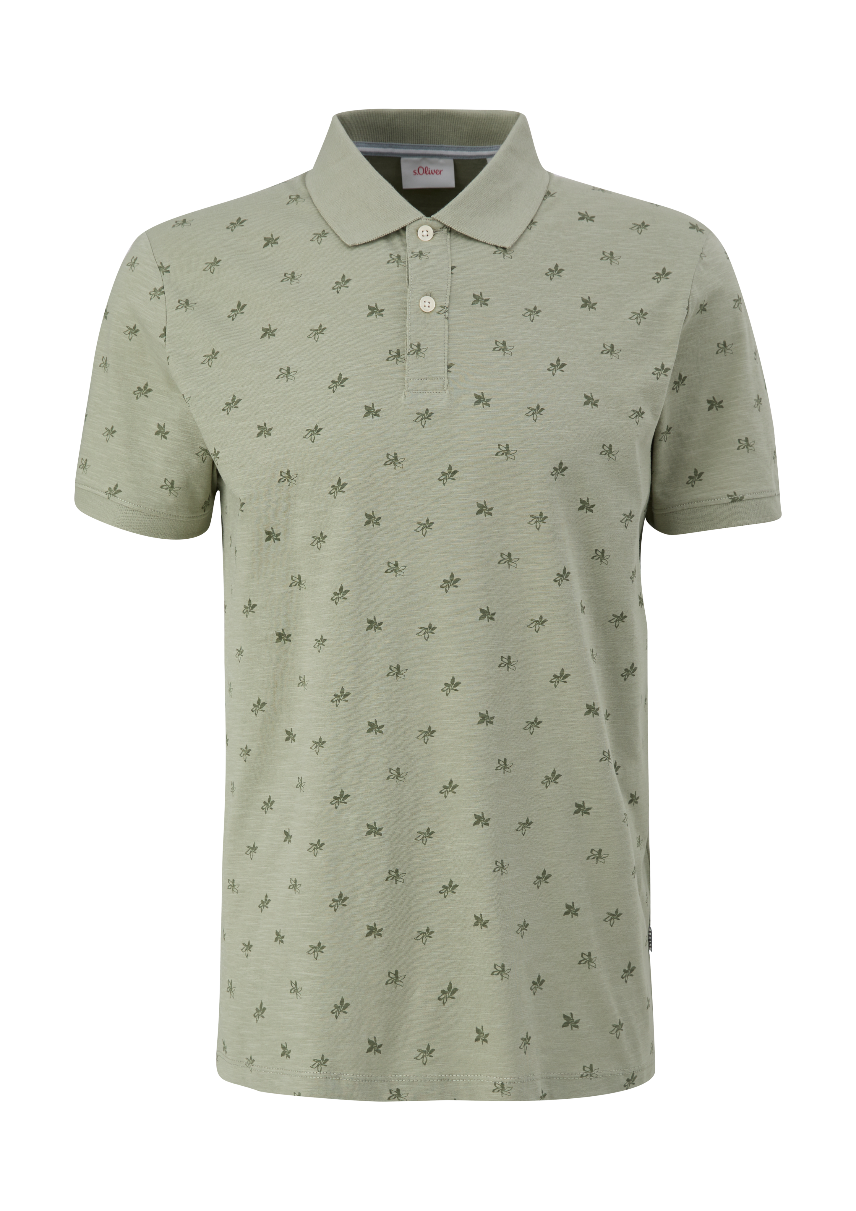 s.Oliver - Poloshirt mit Allover-Print, Herren, Grün