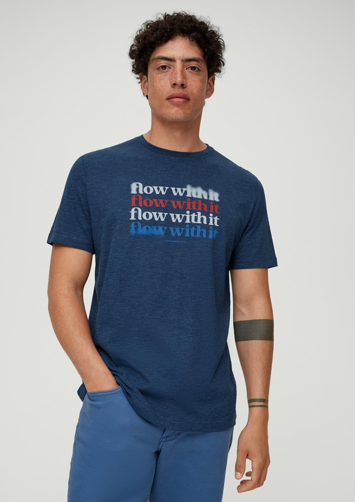 T-shirt with a front - navy print