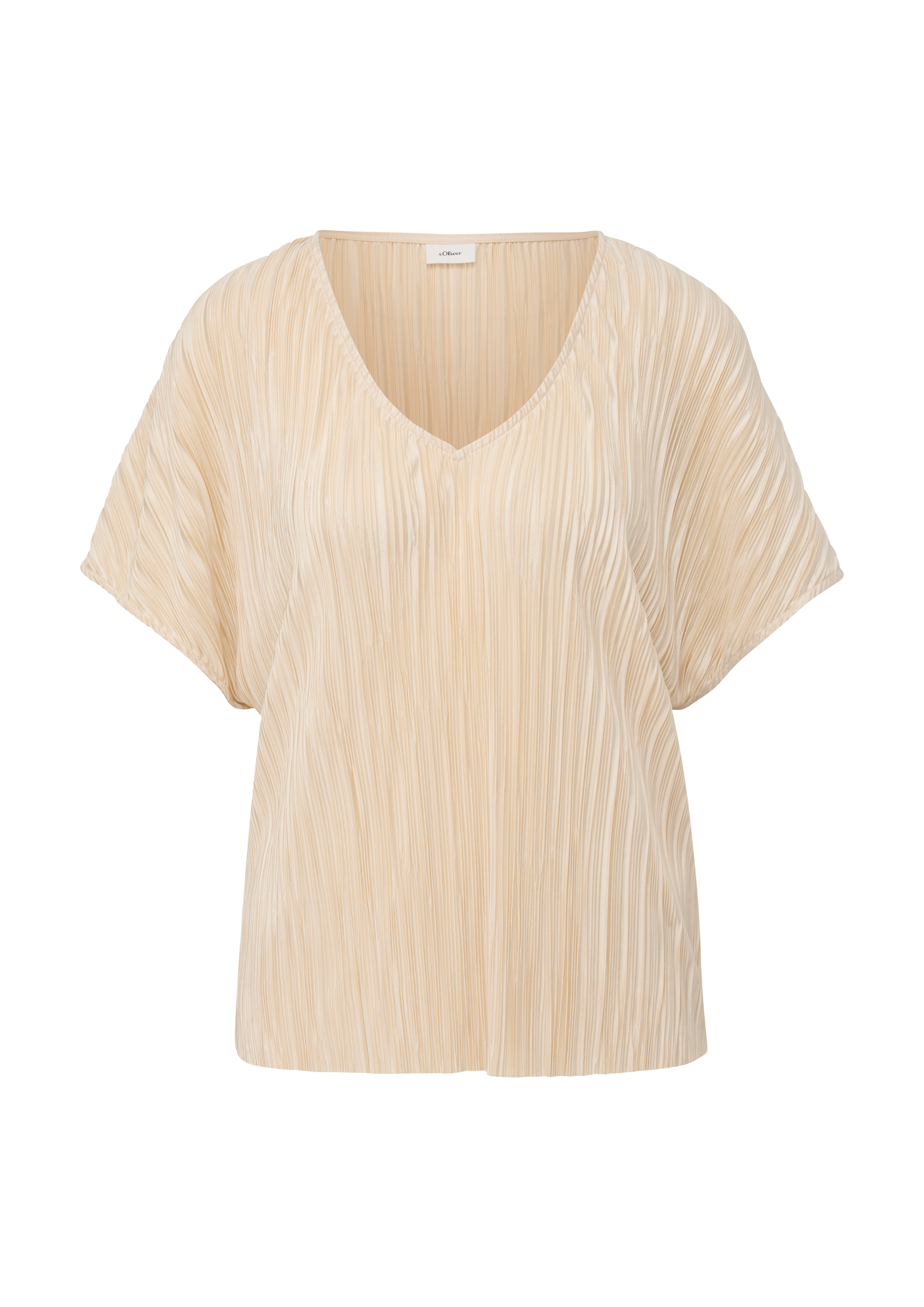 s.Oliver - T-Shirt aus Crinkle-Plissee, Damen, gelb