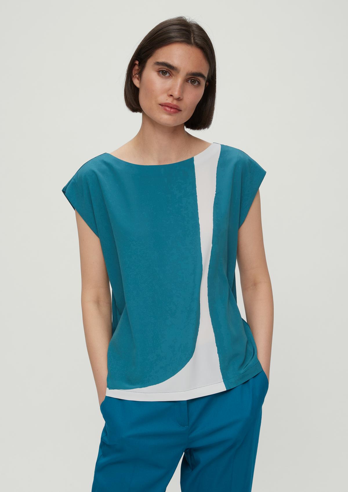 Mixed fabric blouse top