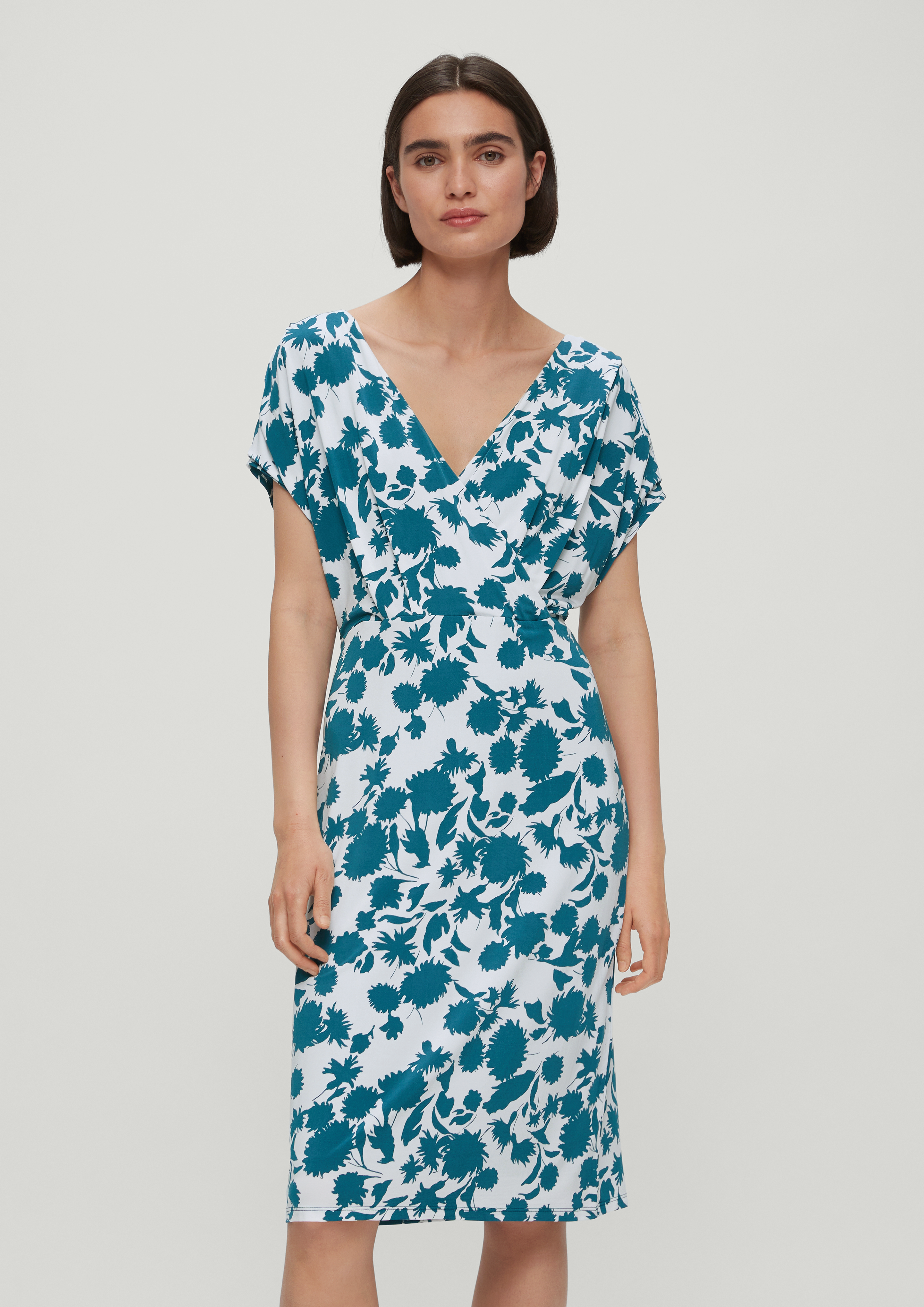 Stretch viscose jersey dress petrol s.Oliver