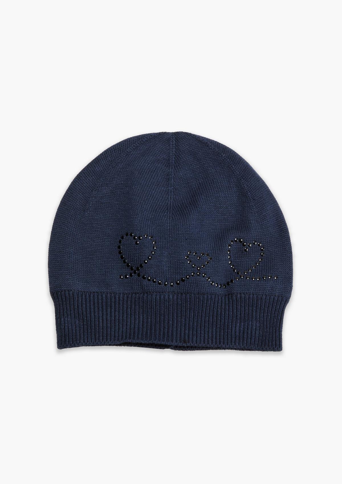 s.Oliver Fine knit hat with faux fur pompom