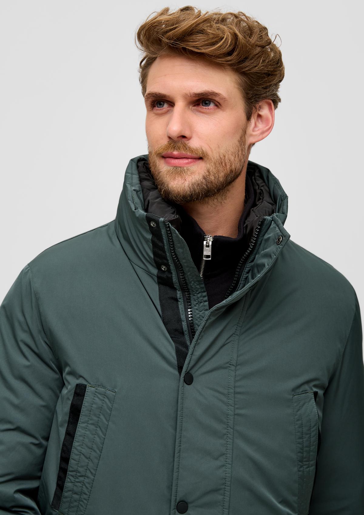 Jacket with a stand-up collar - dark sage green | s.Oliver