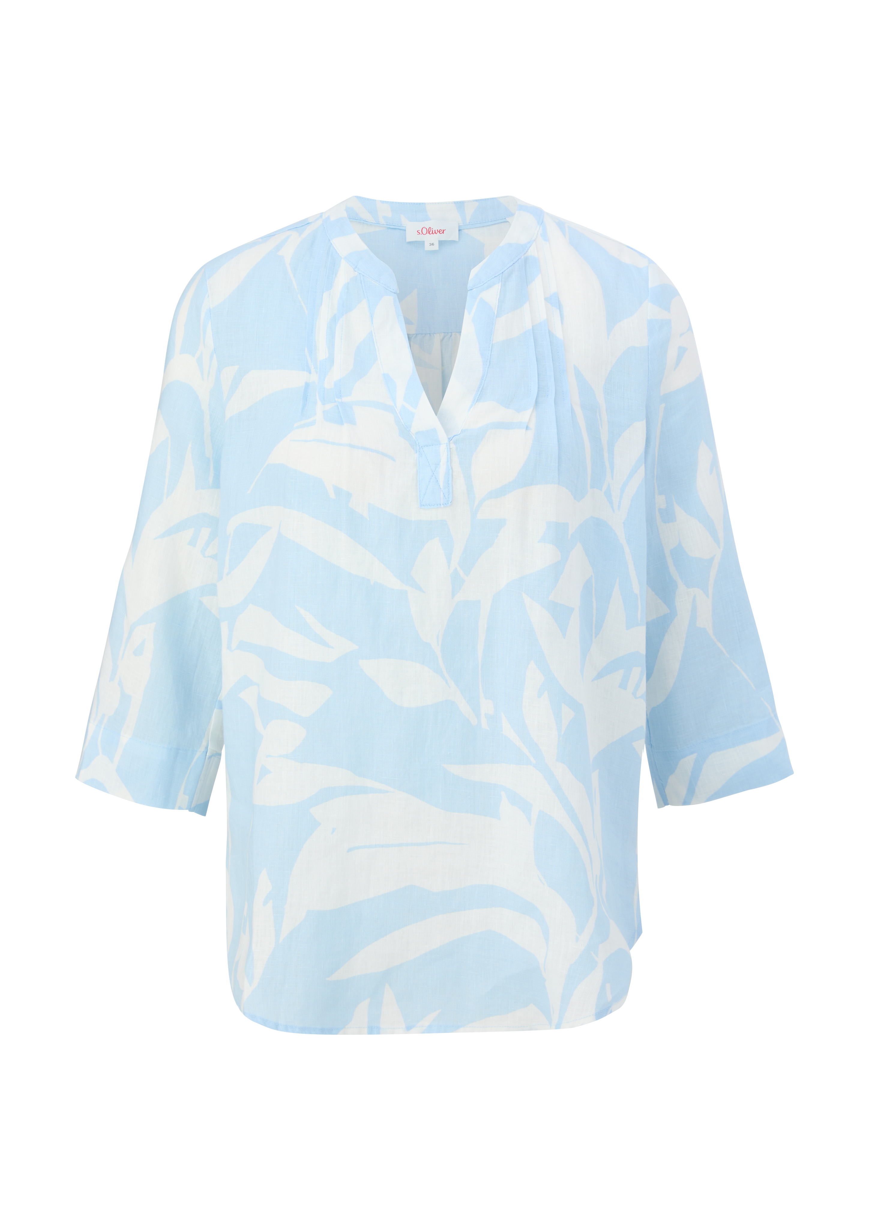 s.Oliver - Leinenbluse mit Pintucks, Damen, blau|creme