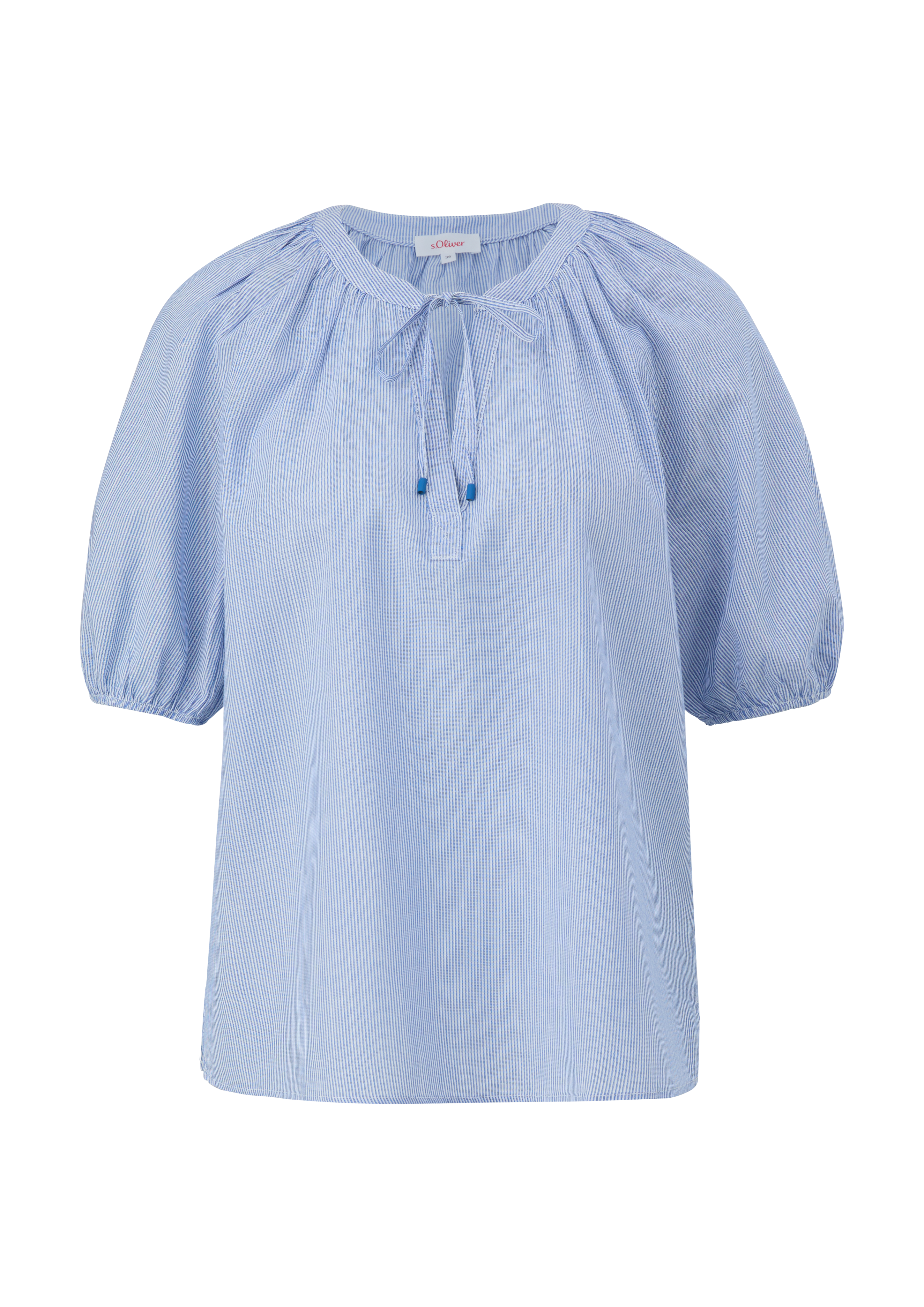S.Oliver Streifenbluse Aus Viskosemix - 3/4-Ärmel, Loose Fit, 56 Cm Rückenlänge, Casual Style