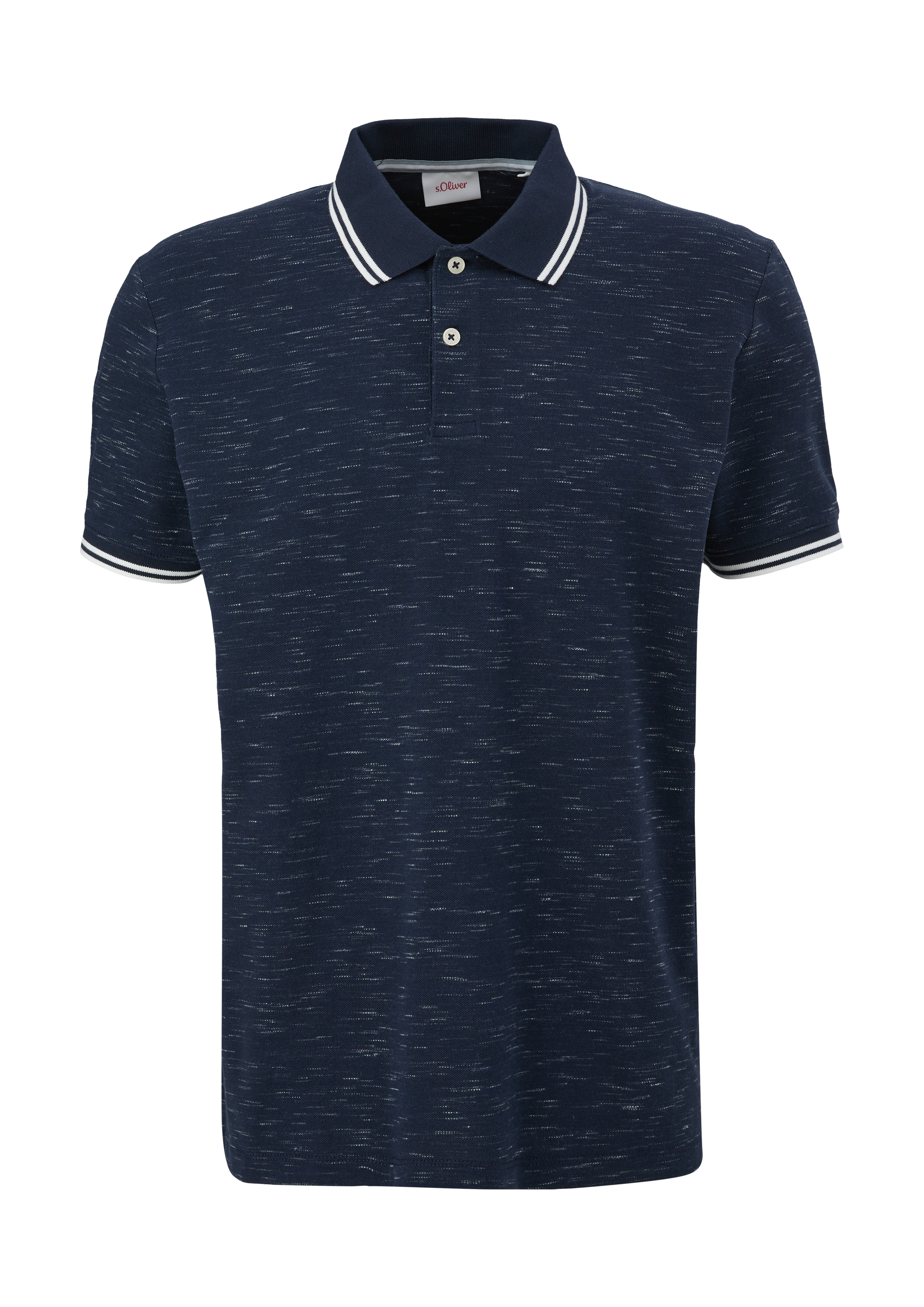 s.Oliver - Poloshirt mit Flammgarnstruktur, Herren, blau