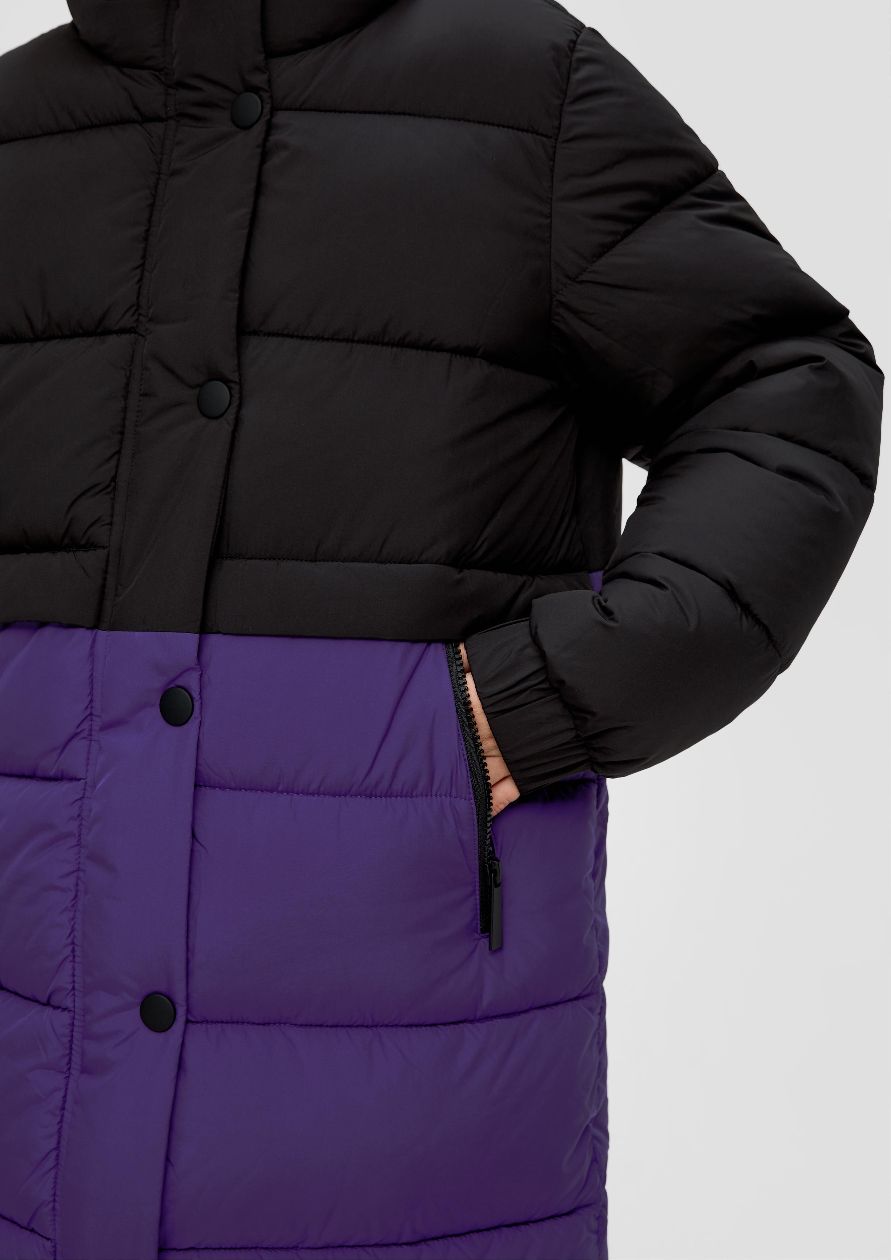 PURPLE PUFFER COAT WITH COLOR BLOCK PURPLE PUFFER COAT WITH COLOR BLOCK