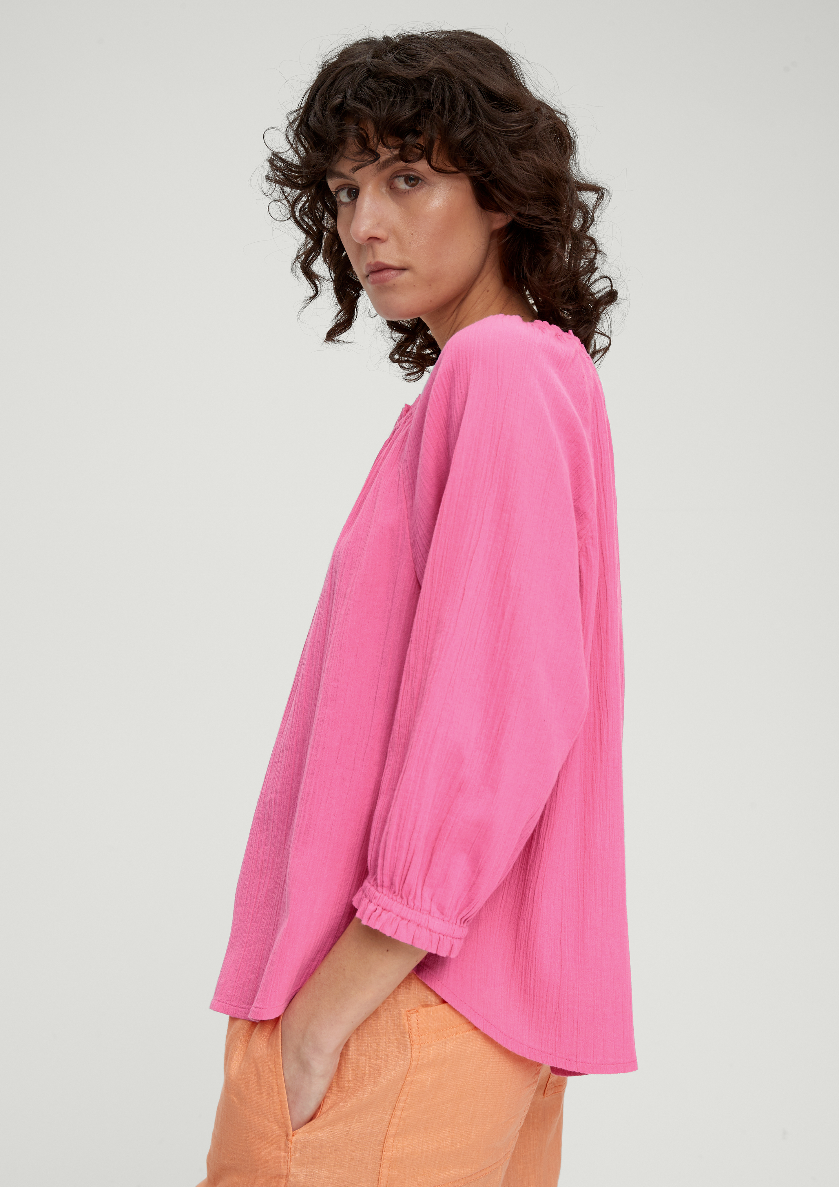 Bluse in Crêpe-Optik - pink