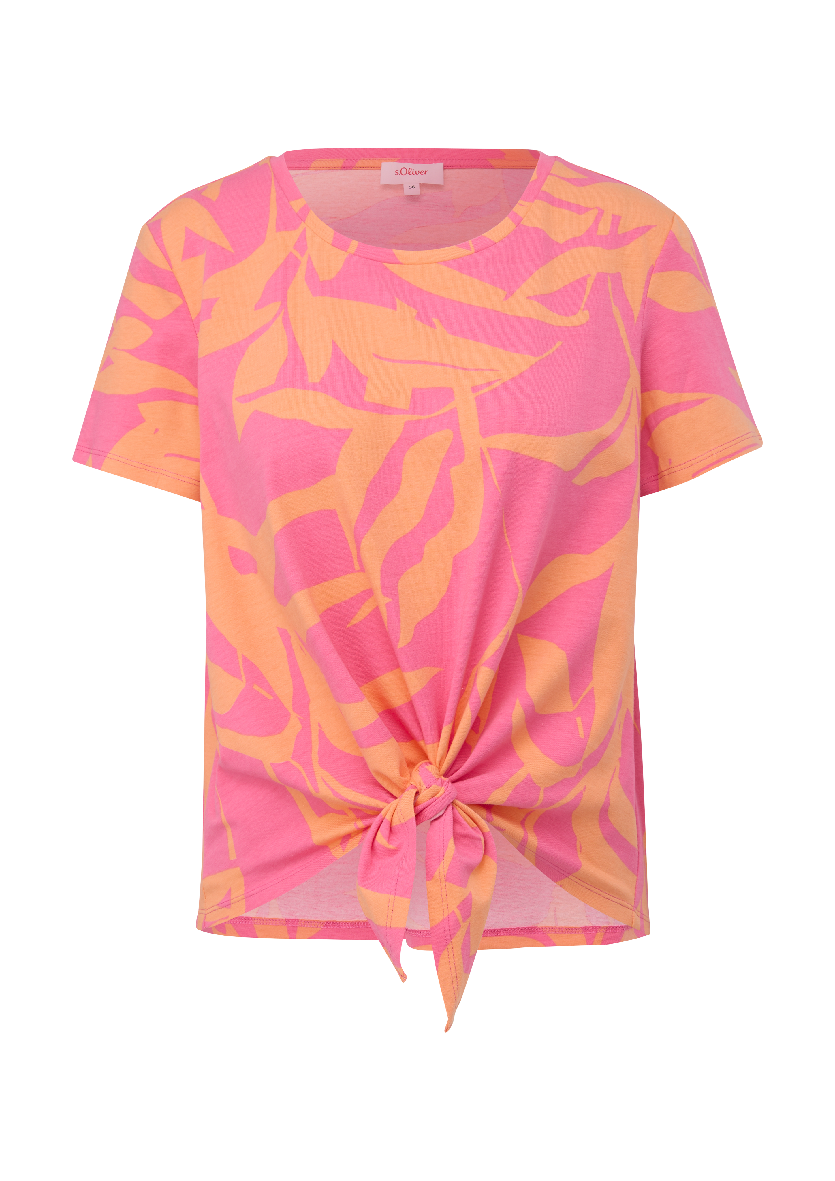 s.Oliver - T-Shirt aus Baumwollstretch, Damen, orange|pink