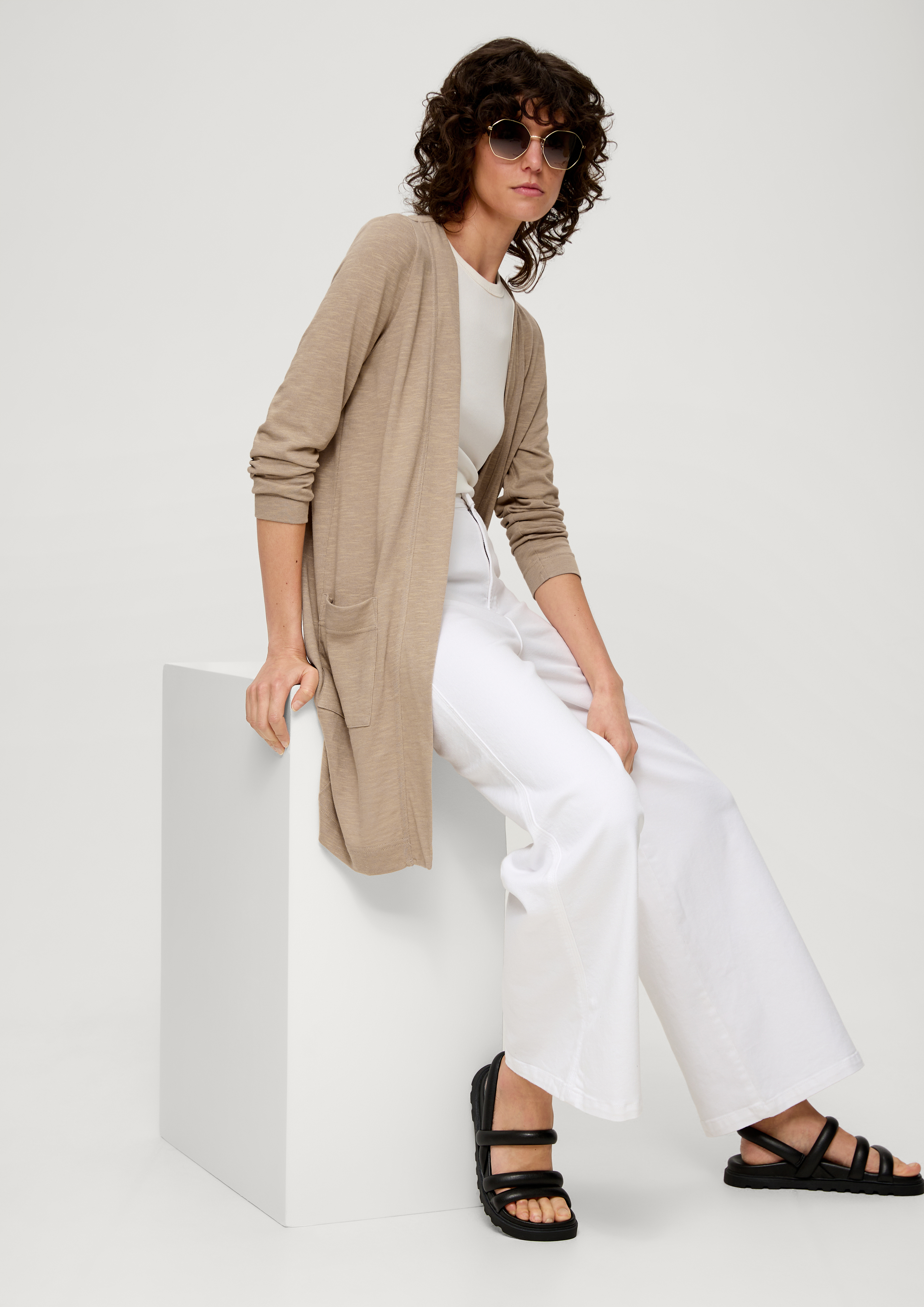 s.Oliver RED LABEL Lange cardigan met ribboordjes in zwart online kopen | P&C