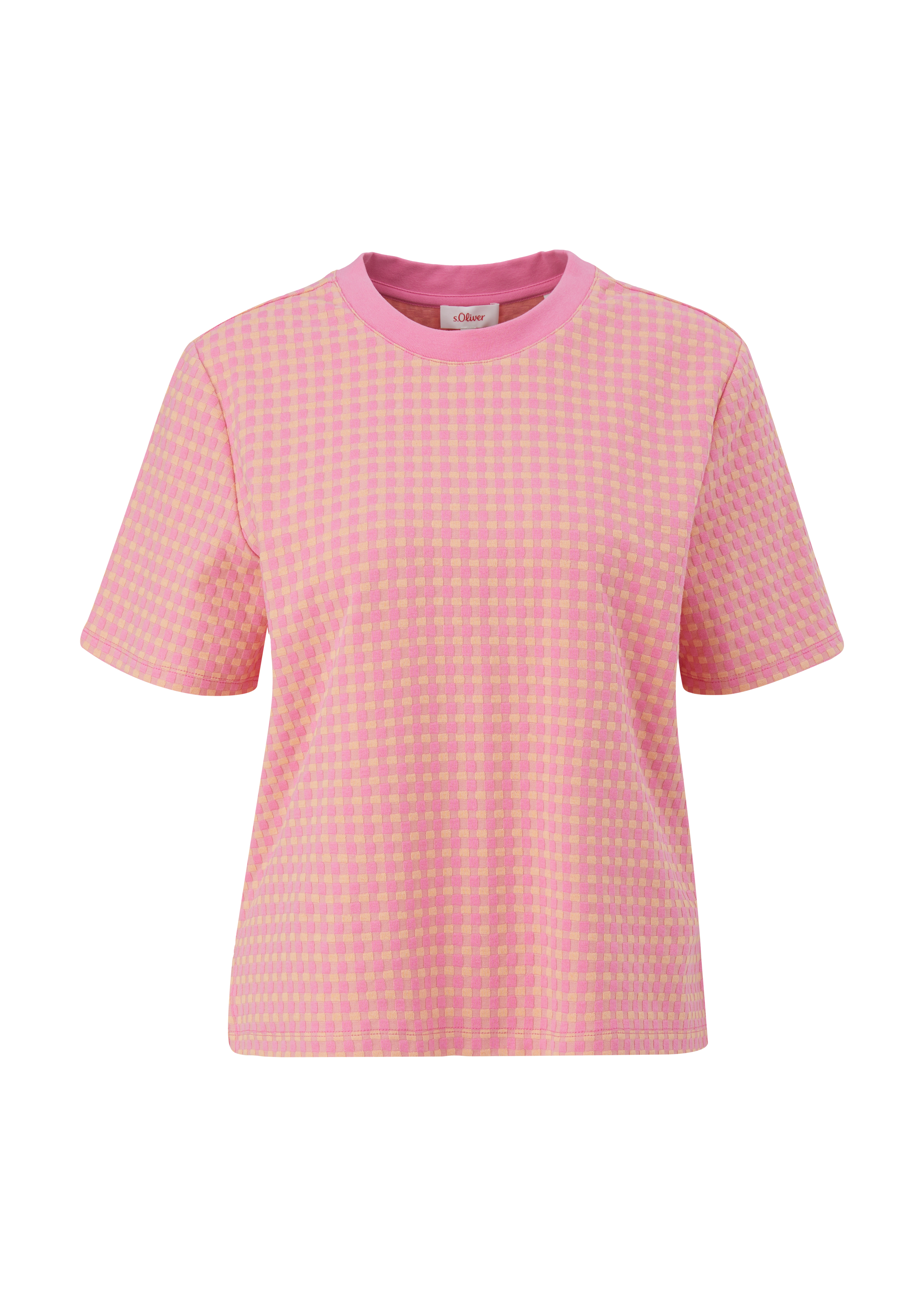 s.Oliver - T-Shirt in Jacquard-Struktur, Damen, mehrfarbig|pink