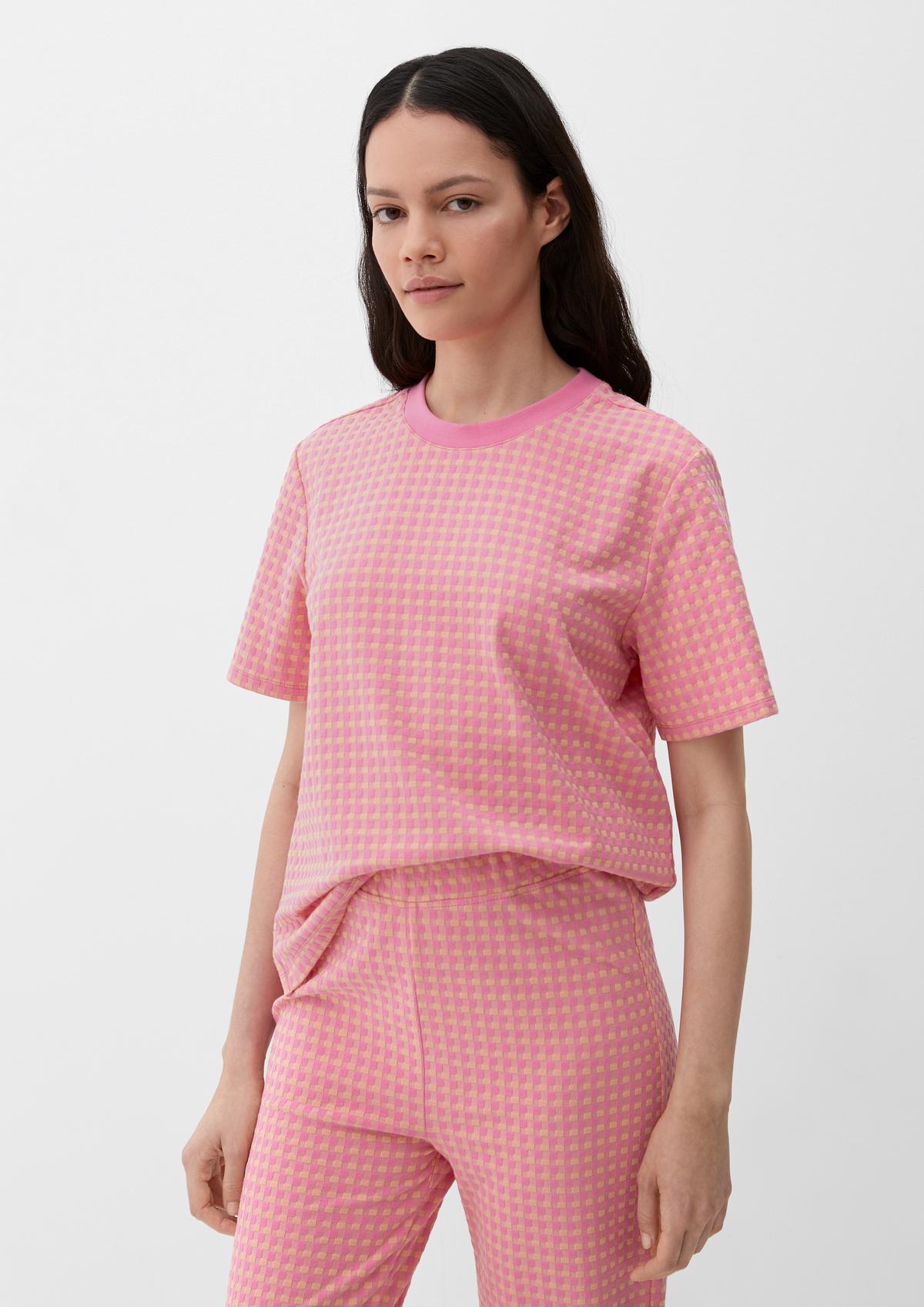 T-shirt with jacquard texture pink - a