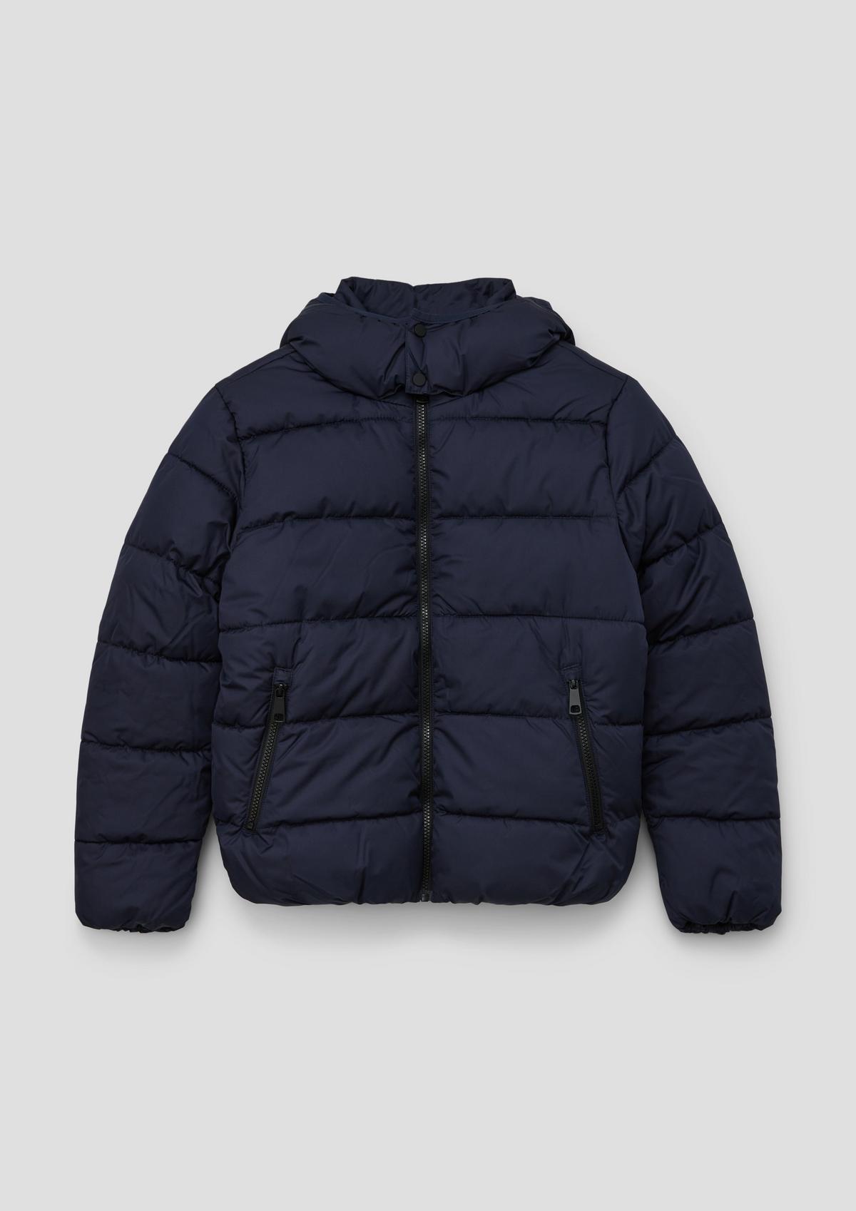 Quilted jacket with a lined hood - navy