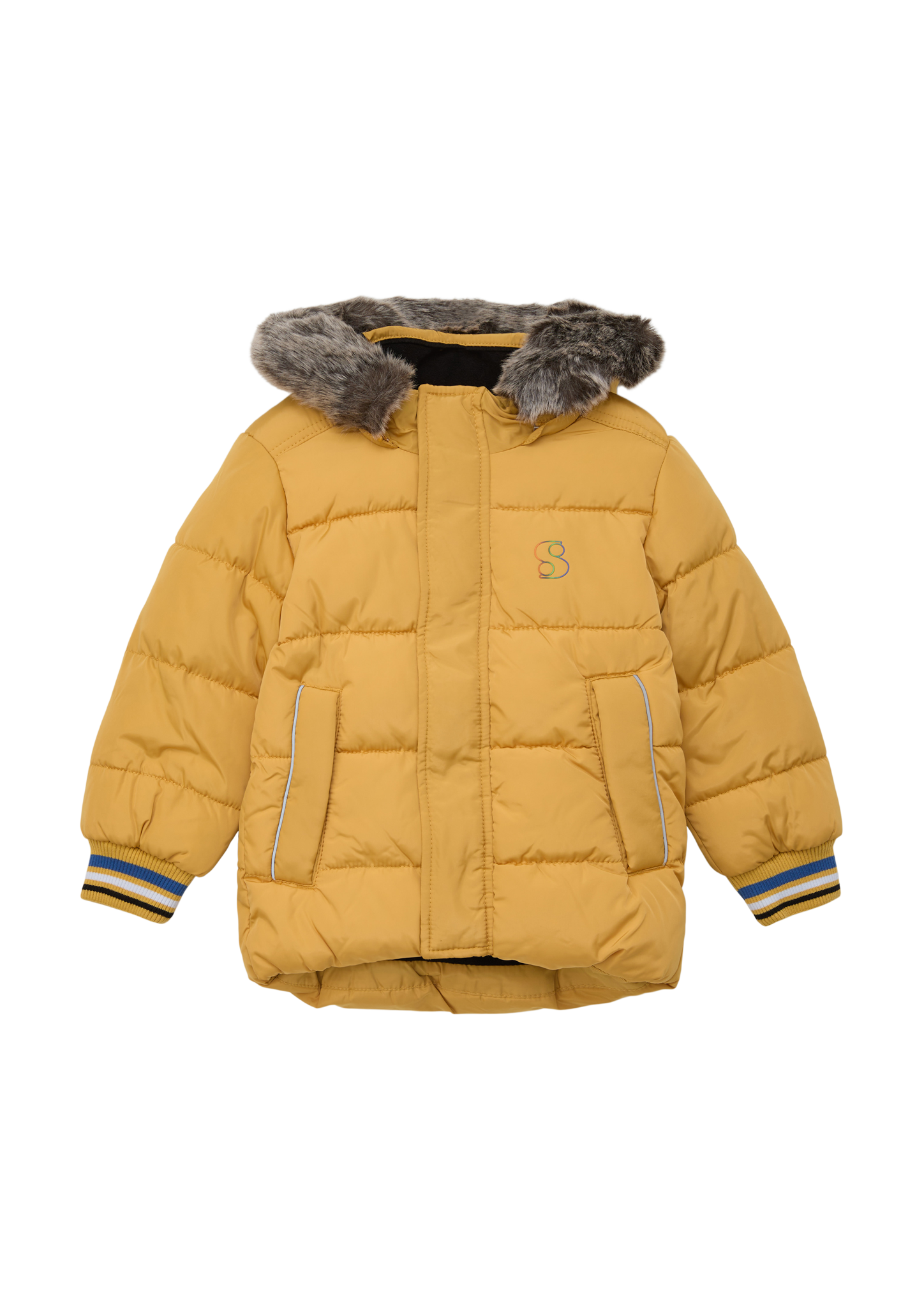 Thumbnail - s.Oliver - Steppjacke mit abnehmbarem Kunstfell, Kinder, gelb