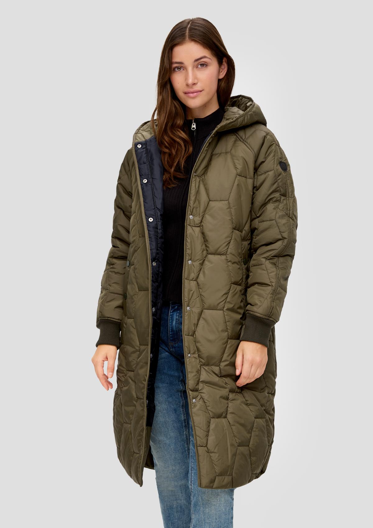 Quilted coat in a mix of materials - olive