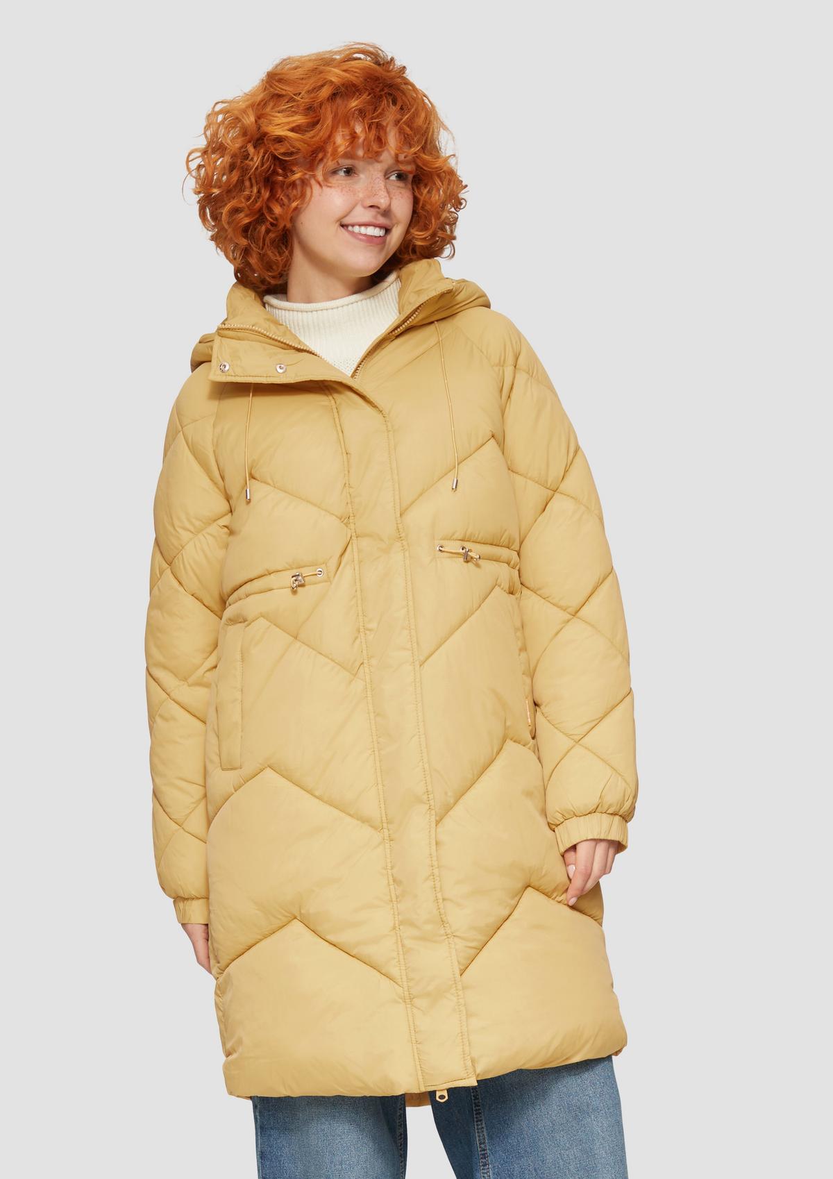 Padded coat with quilting and a hood - golden yellow | s.Oliver