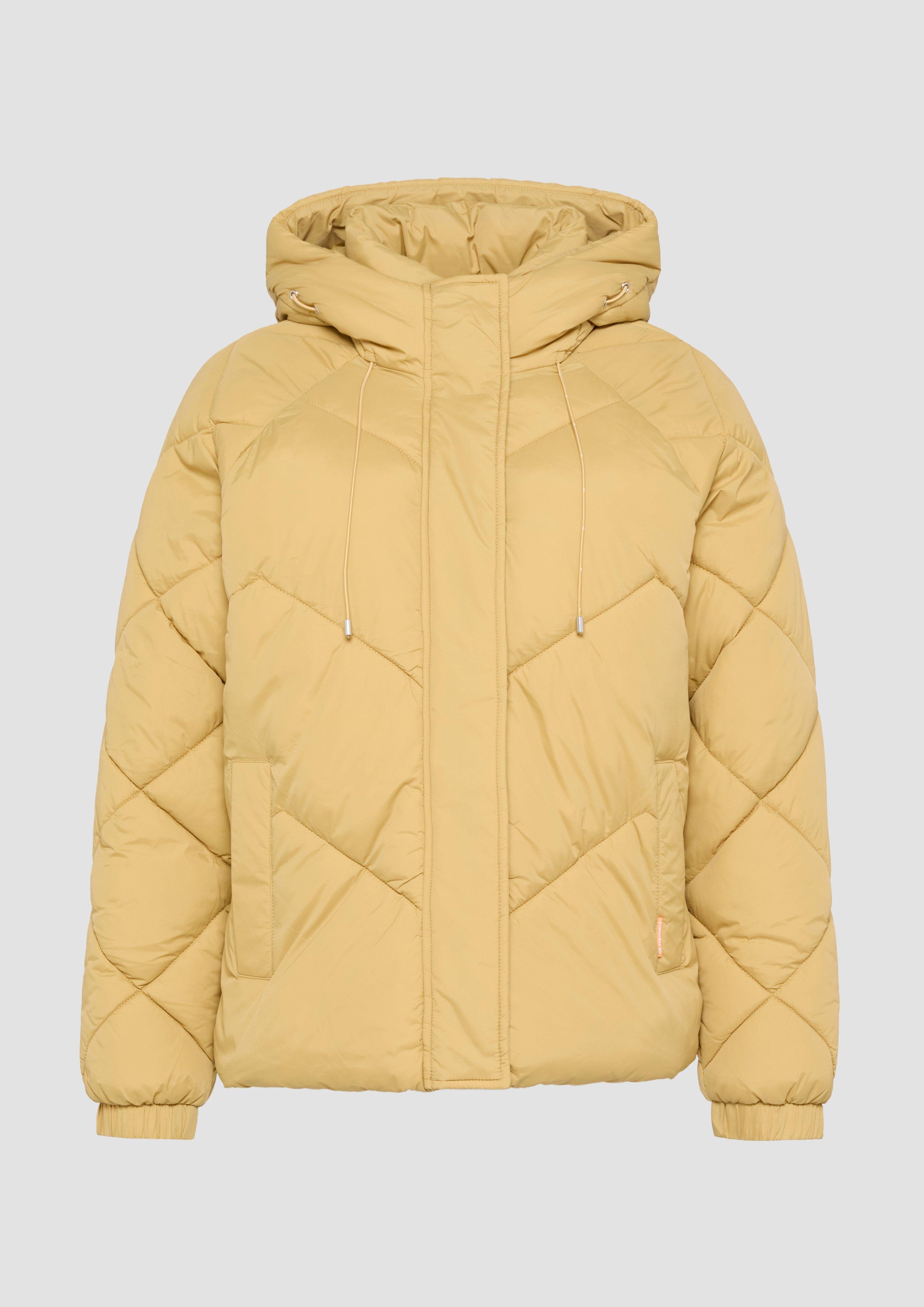 QS - Wattierte Jacke mit Steppung und Kapuze, Damen, gelb