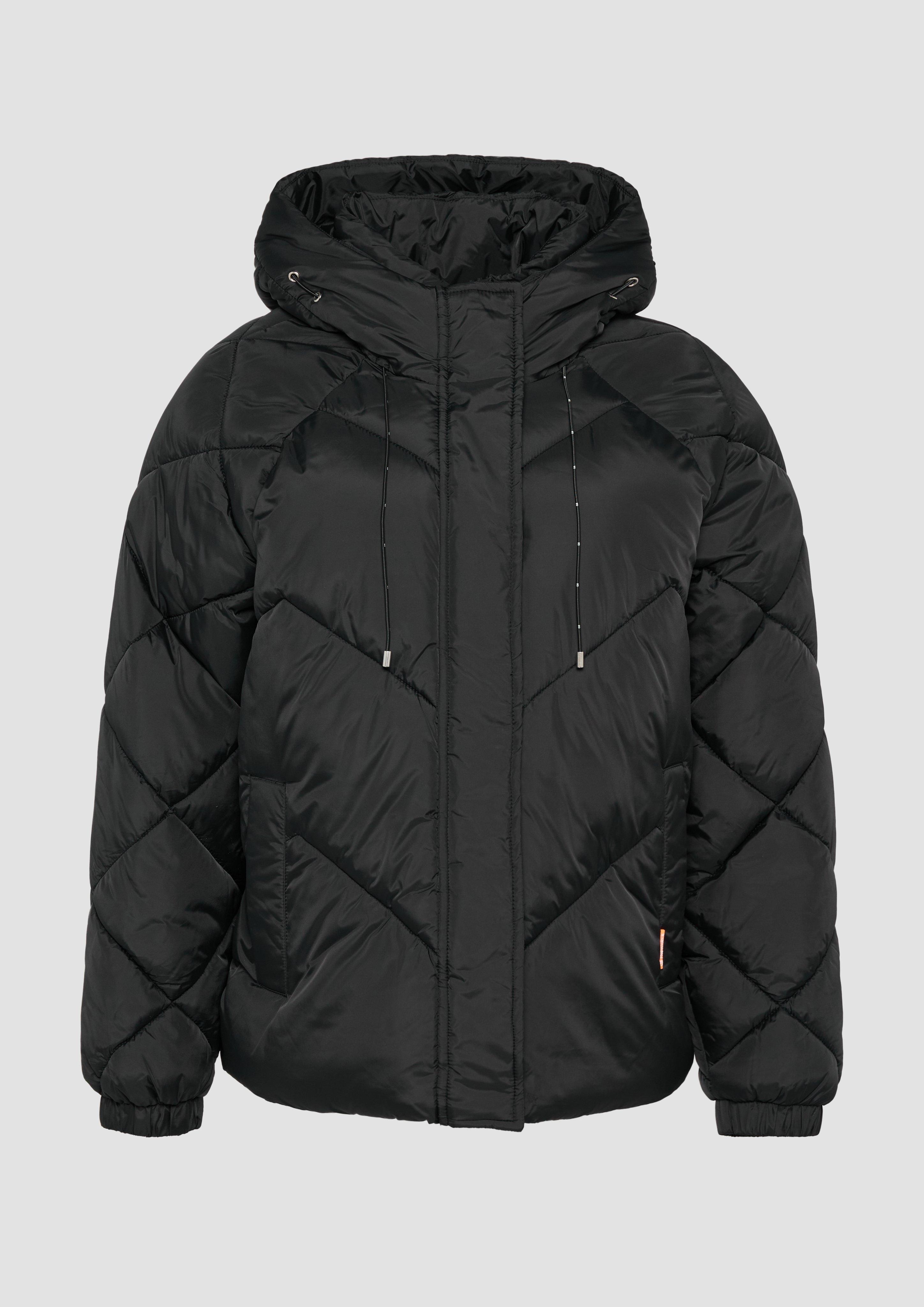 QS - Wattierte Jacke mit Steppung und Kapuze, Damen, schwarz