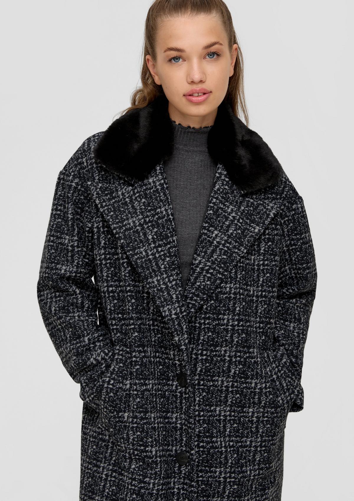 Coat with teddy - plush detachable collar black