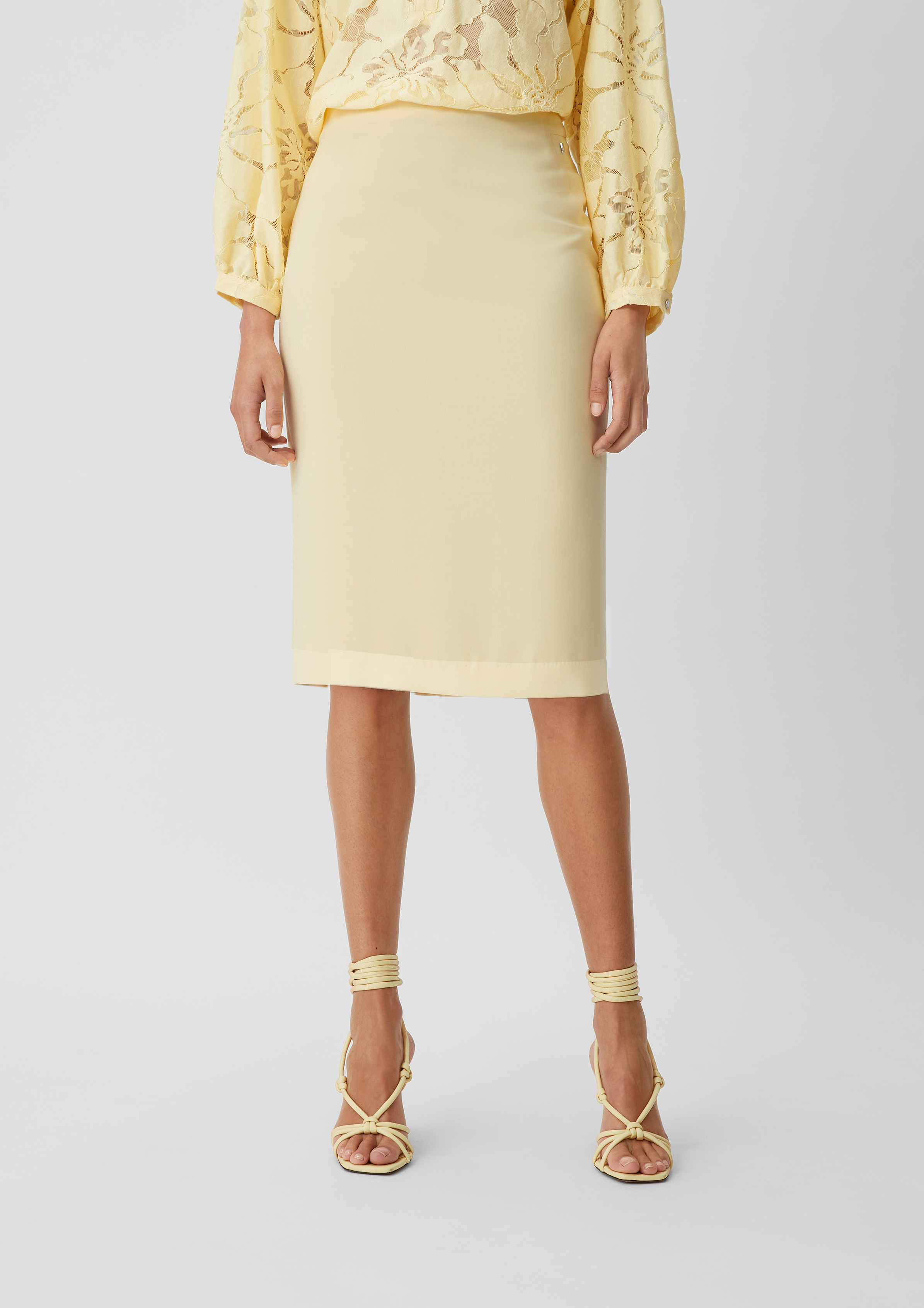 Viscose blend midi skirt - Yellow | SCAYLE