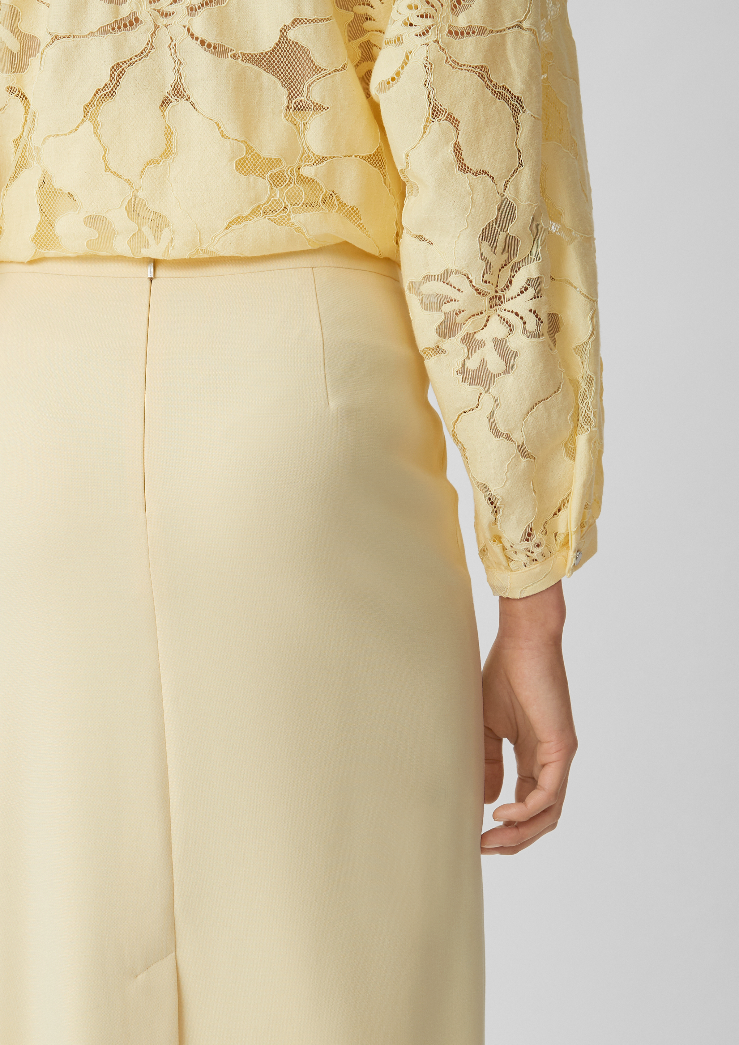 Viscose blend midi skirt - Yellow | SCAYLE