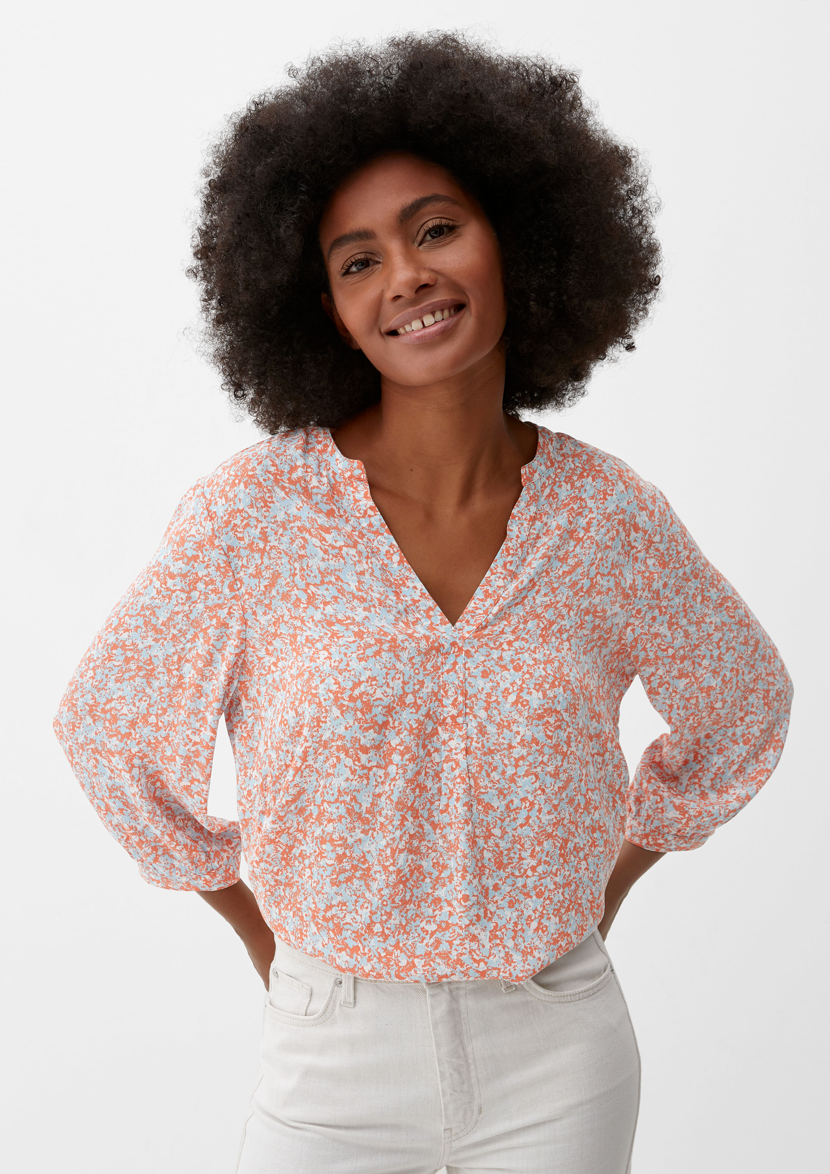 Tunika-Bluse aus Viskose orange 