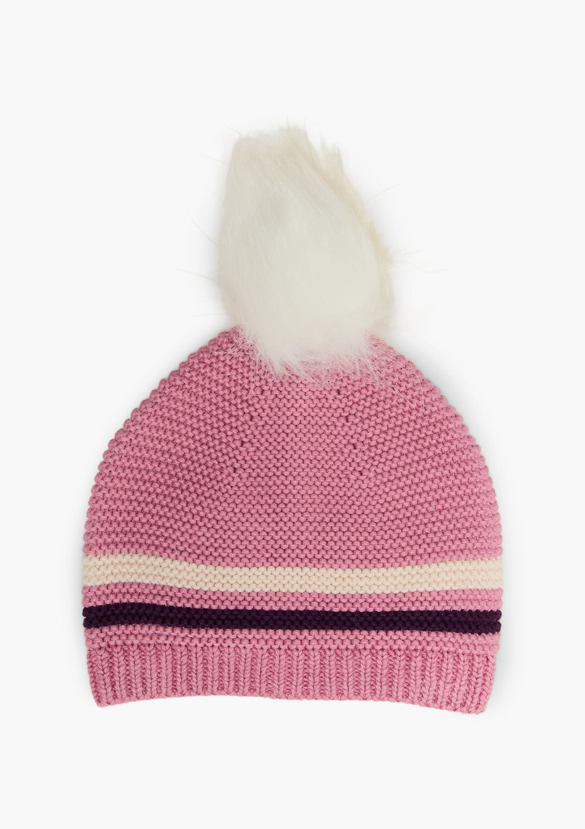s.Oliver Knitted hat with a faux fur pompom