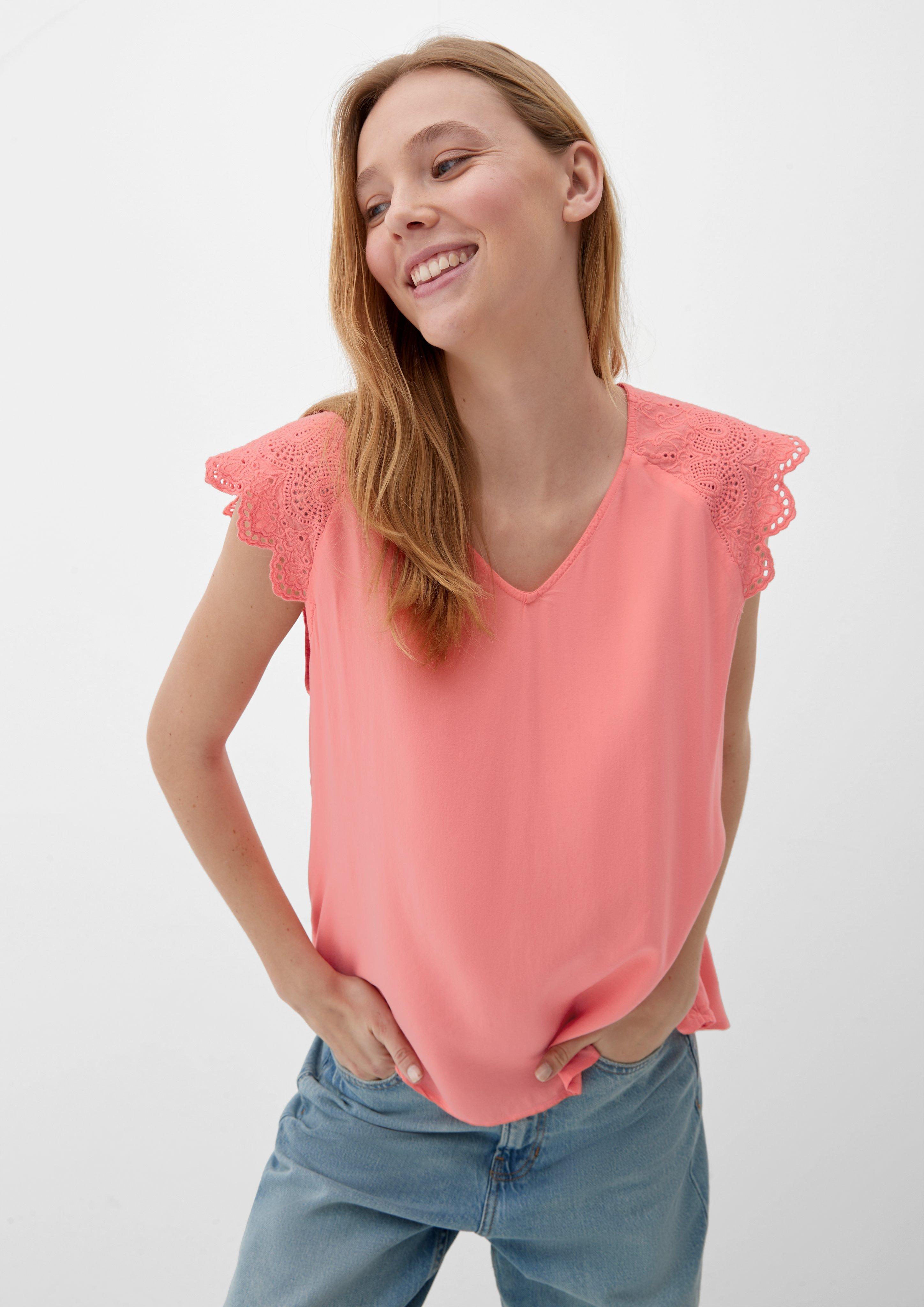 Anglaise Bluse - mit Broderie ecru