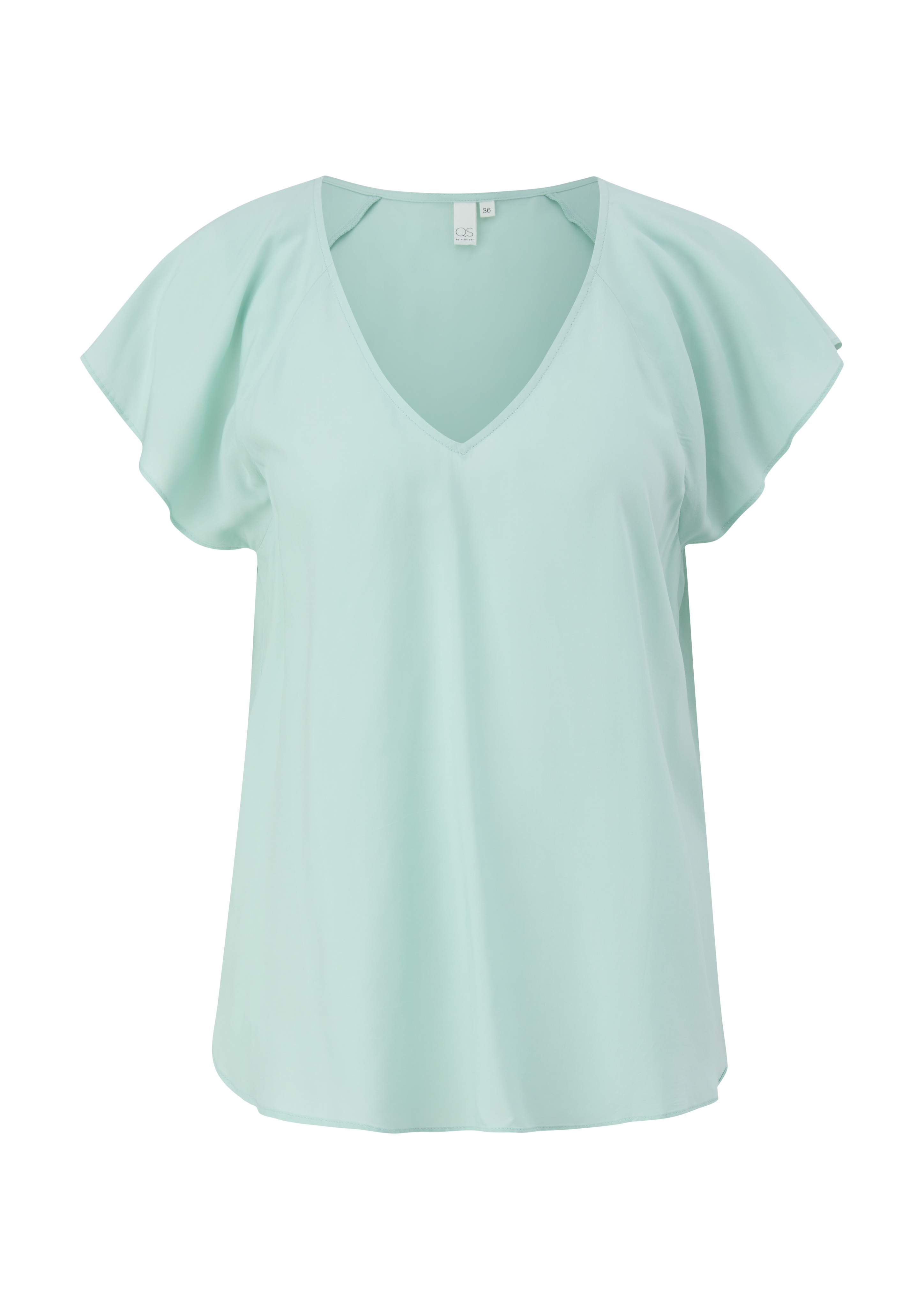 QS - Viskosebluse mit V-Ausschnitt, Damen, türkis