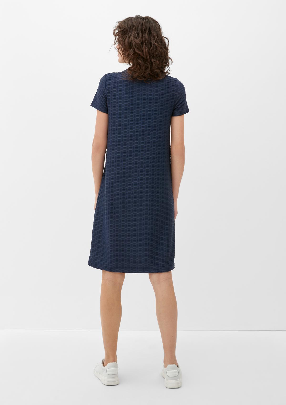 Shirt dress with a textured pattern - navy
