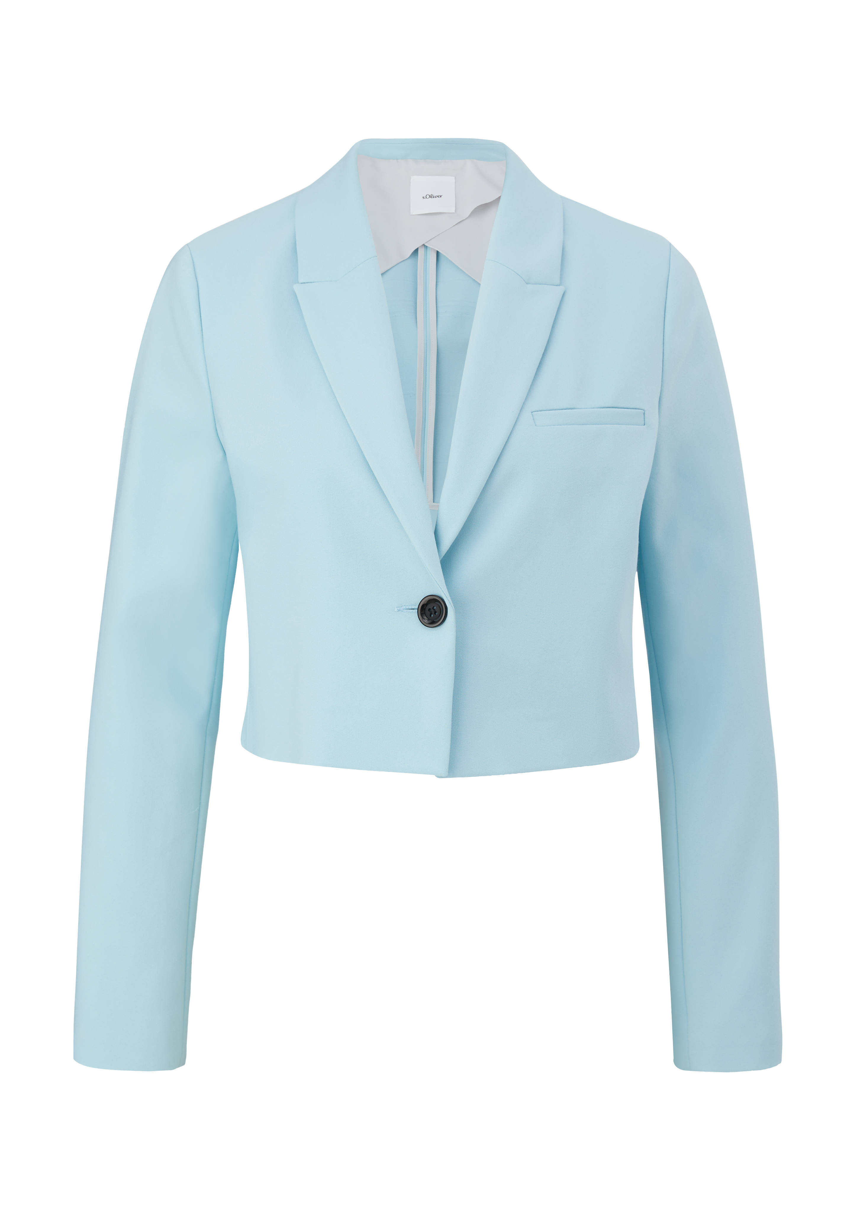 s.Oliver - Cropped Blazer aus Baumwollmix, Damen, blau