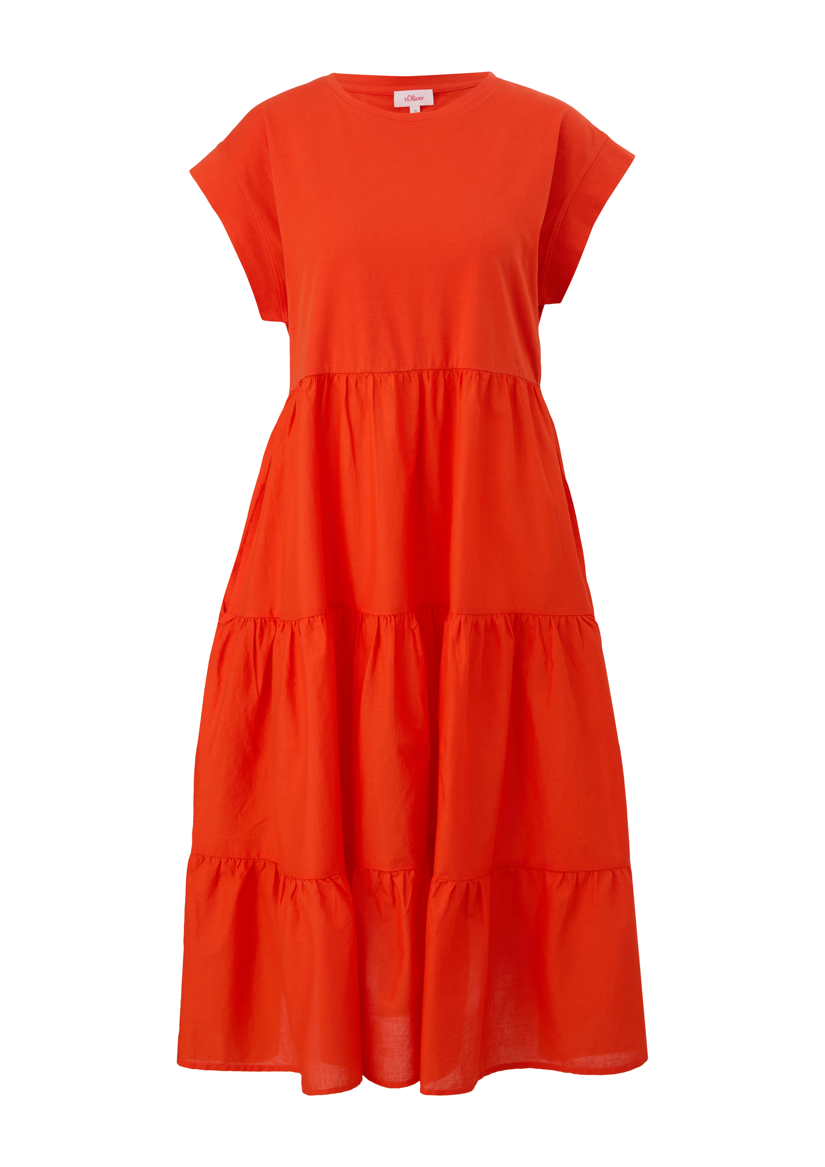 s.Oliver - Baumwollkleid mit Volants, Damen, Orange