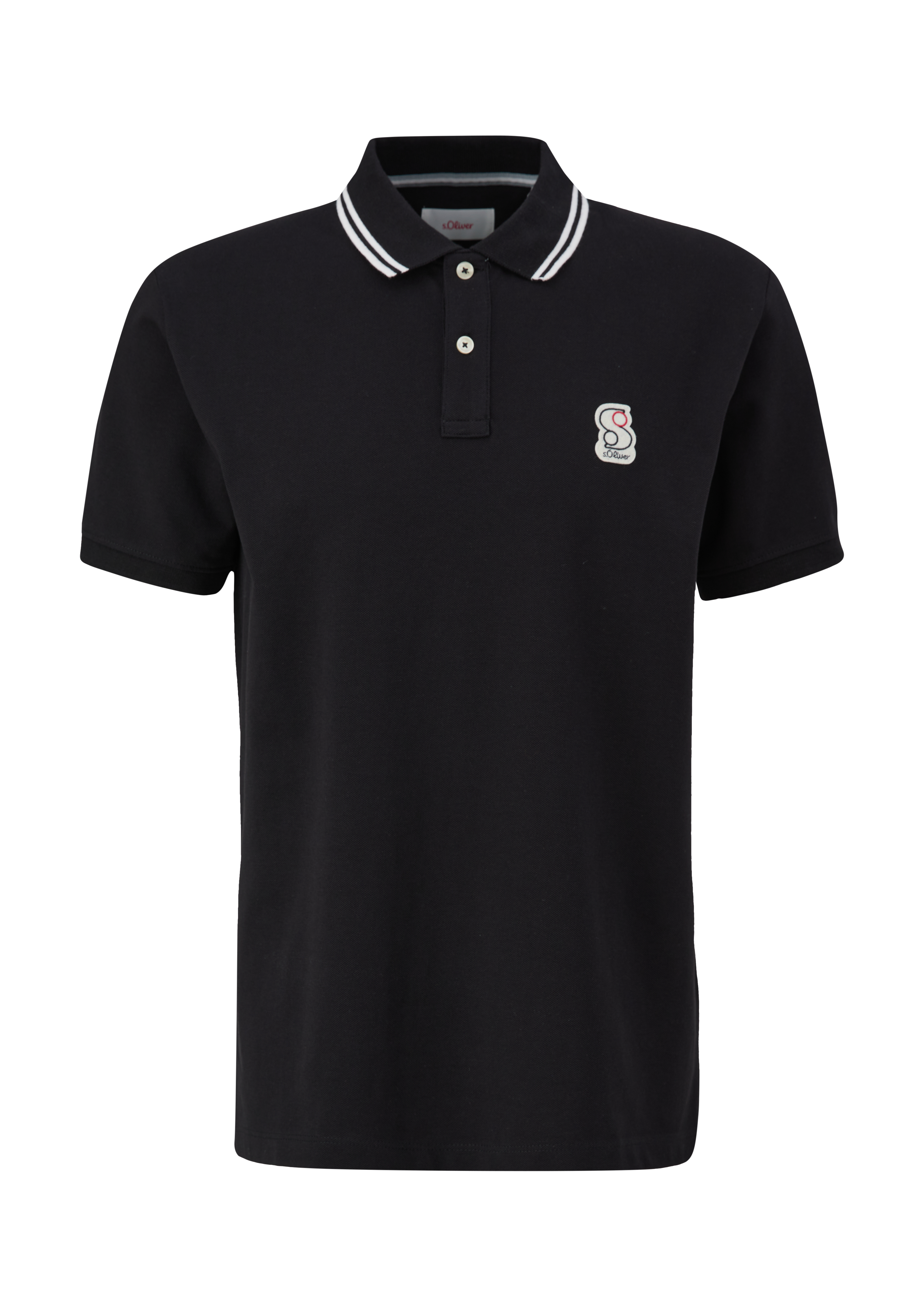 s.Oliver - Poloshirt mit Labelpatch, Herren, schwarz