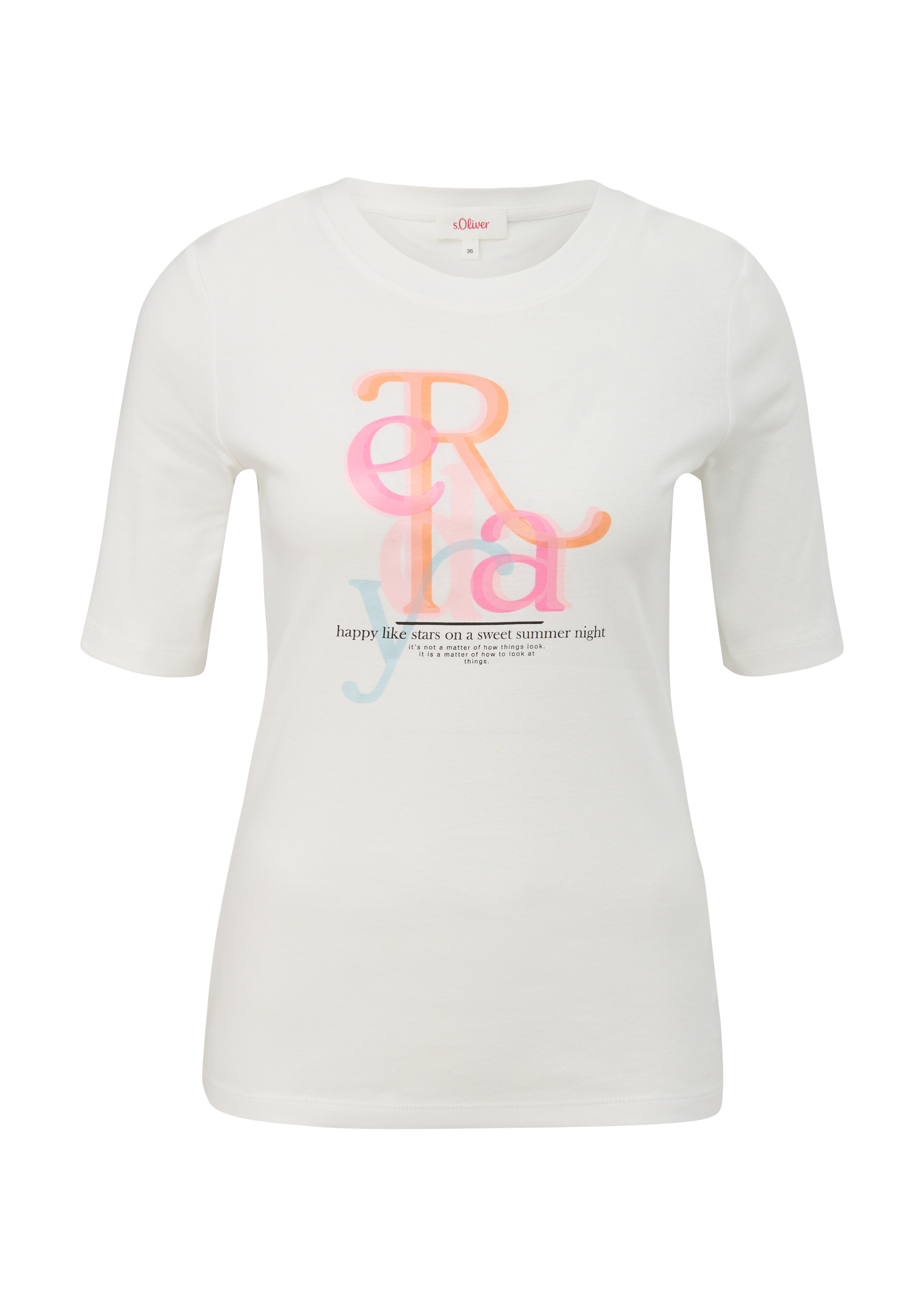 s.Oliver - Baumwollshirt mit Frontprint, Damen, creme